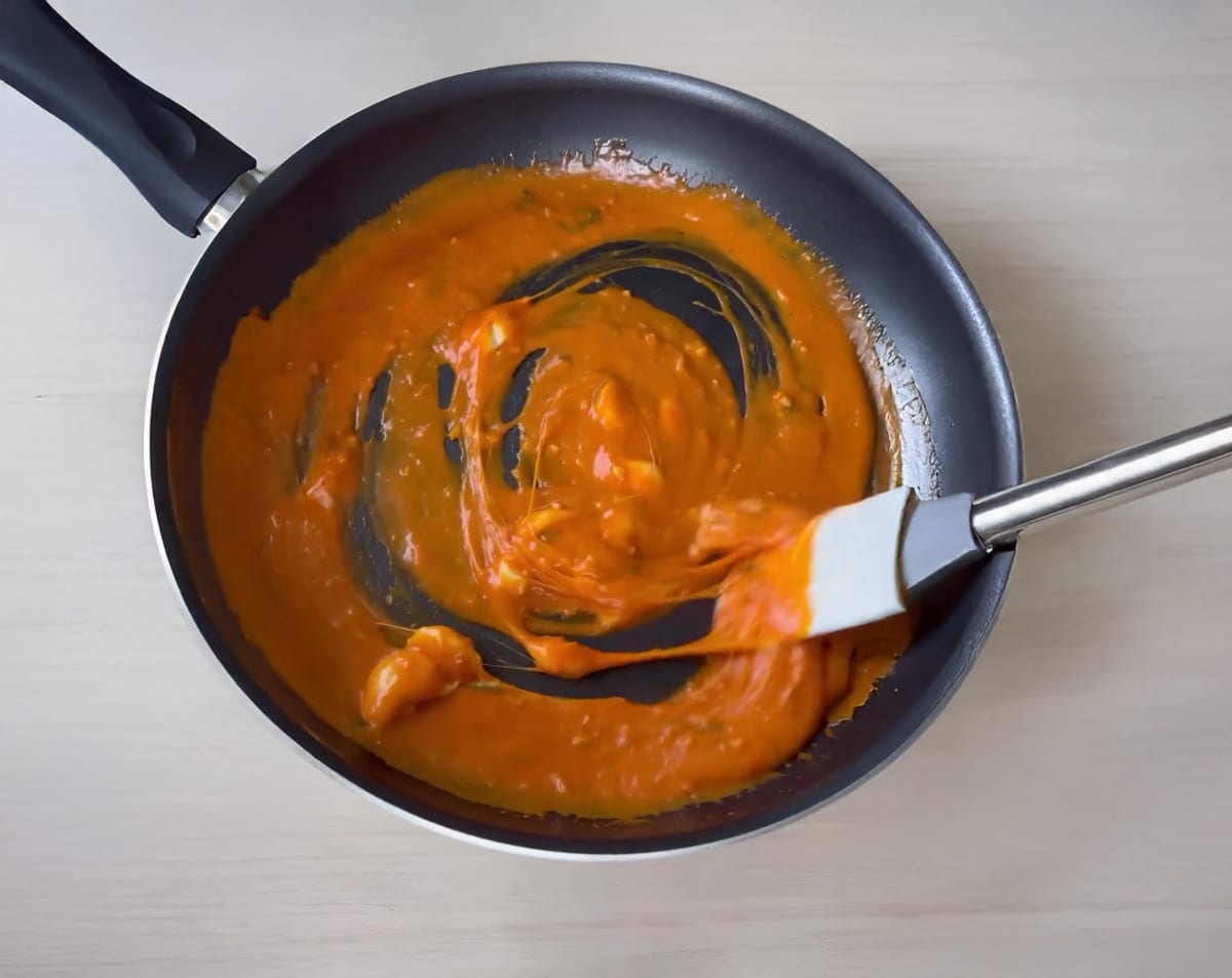 Gochujang Spaghetti with Fresh Mozzarella