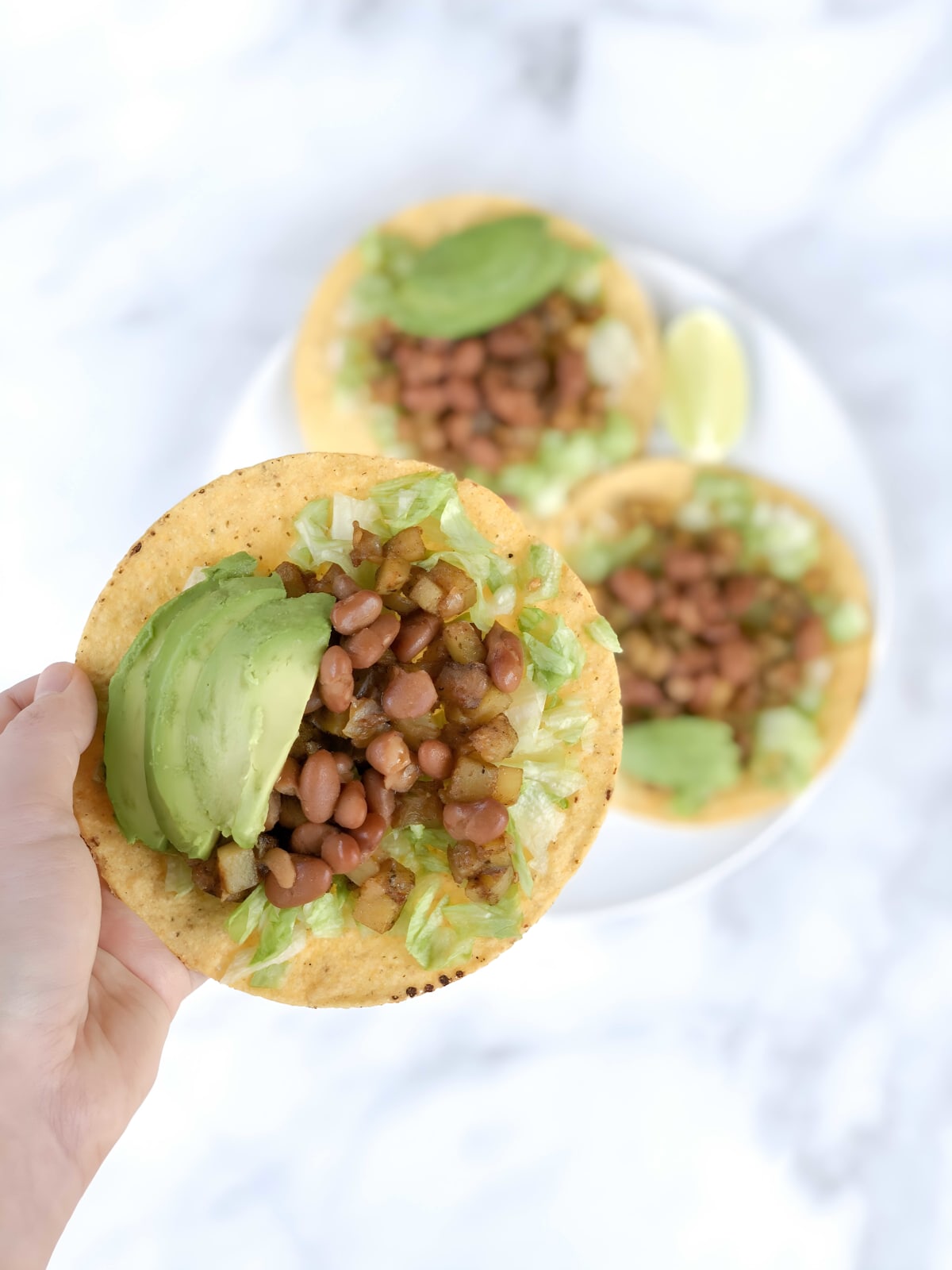 Pinto Bean and Potato Tostadas