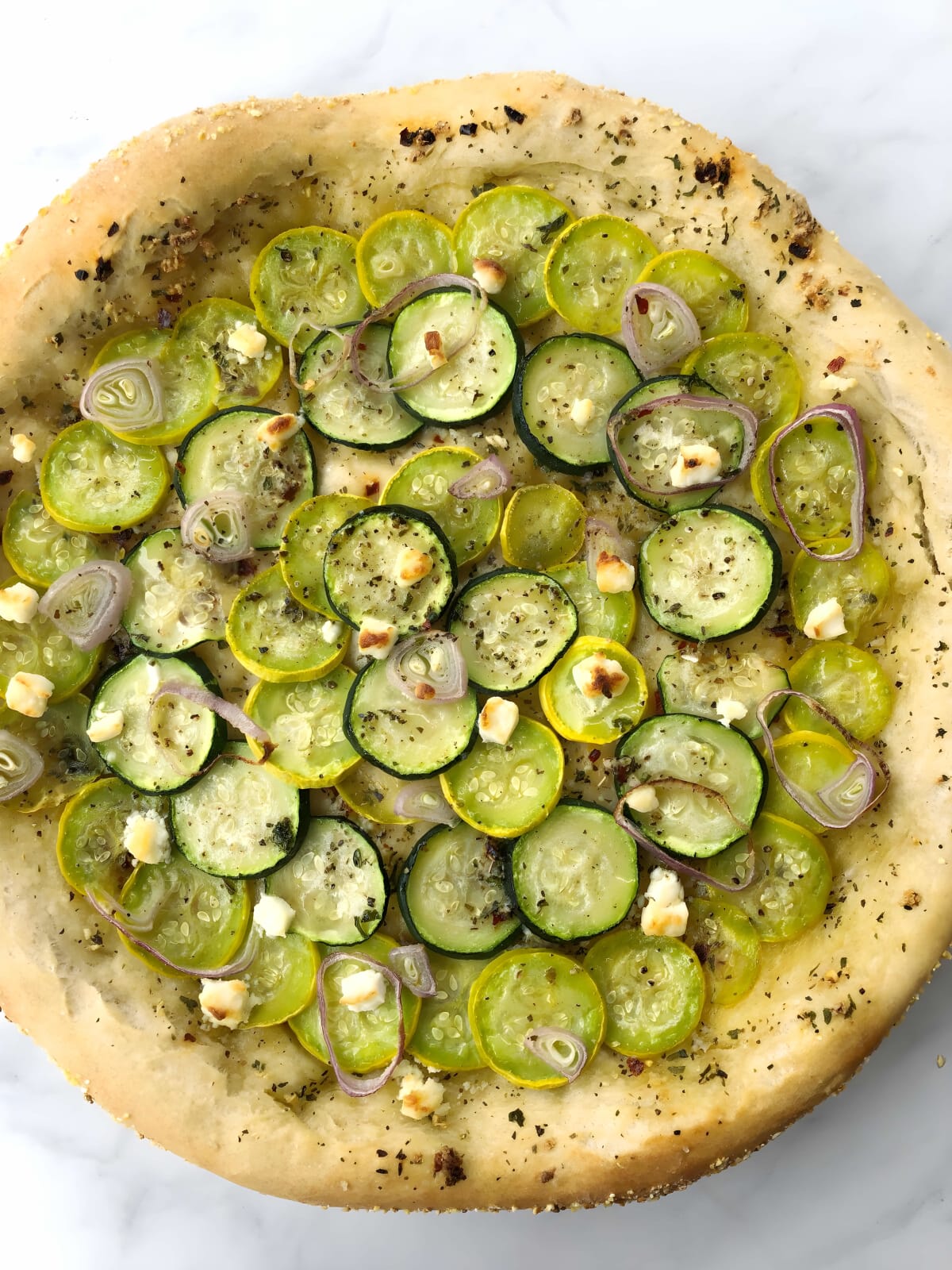 Summer Squash Pizza Recipe (2 pizzas)