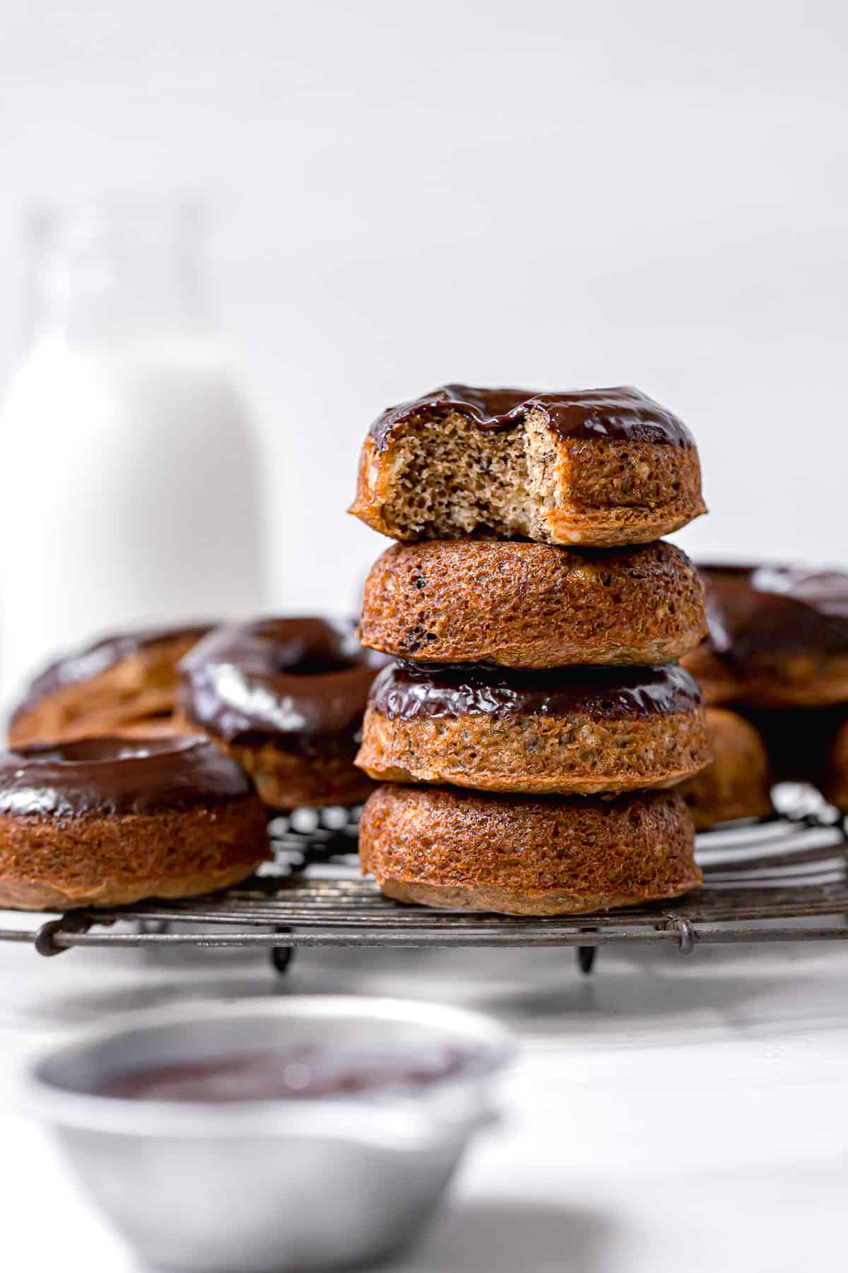 Chocolate Glazed Banana Bread Donuts