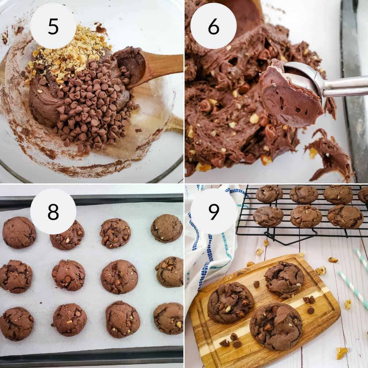 Double Chocolate Chip and Walnut Cookies