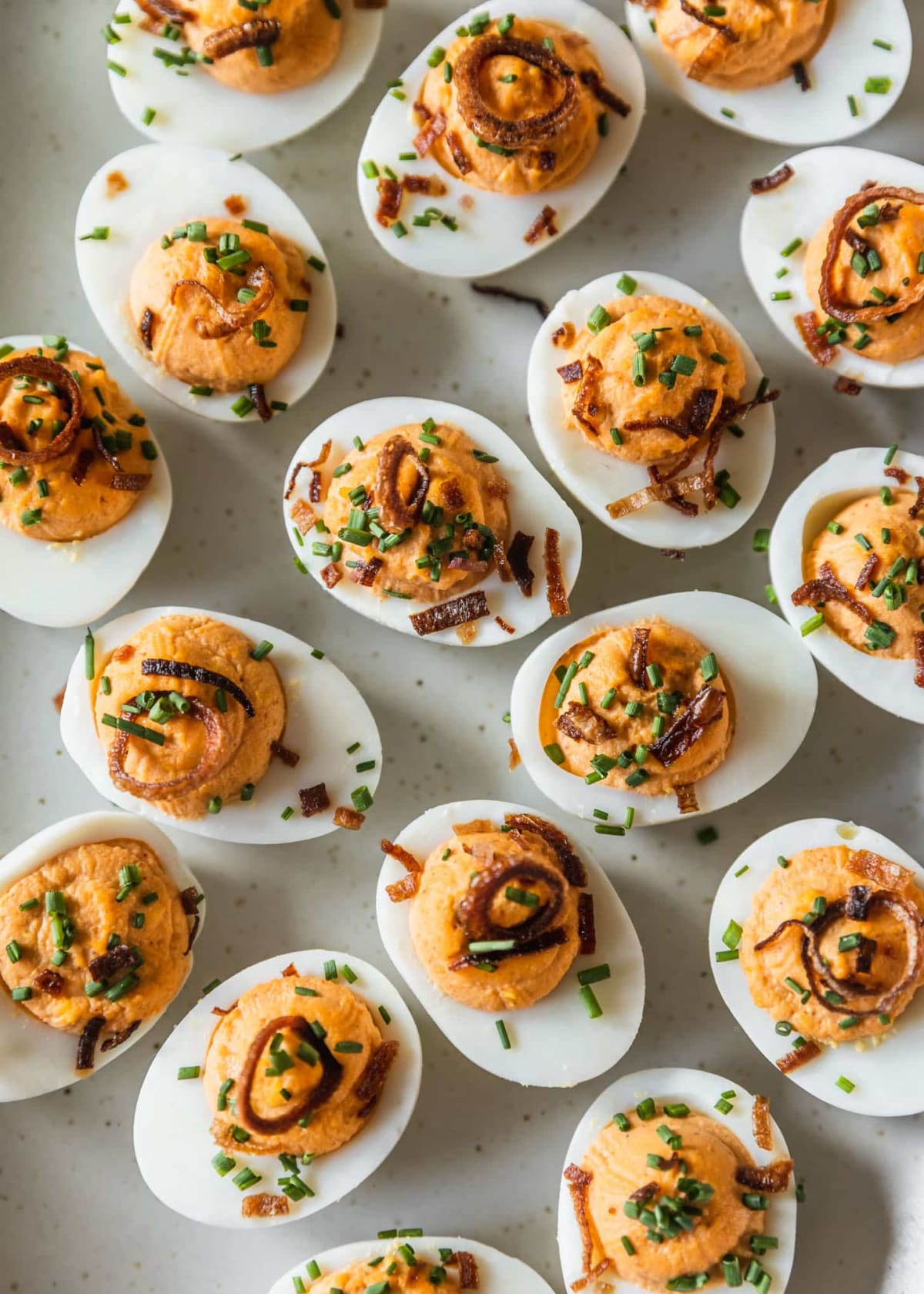 Spicy Deviled Eggs With Crispy Shallots