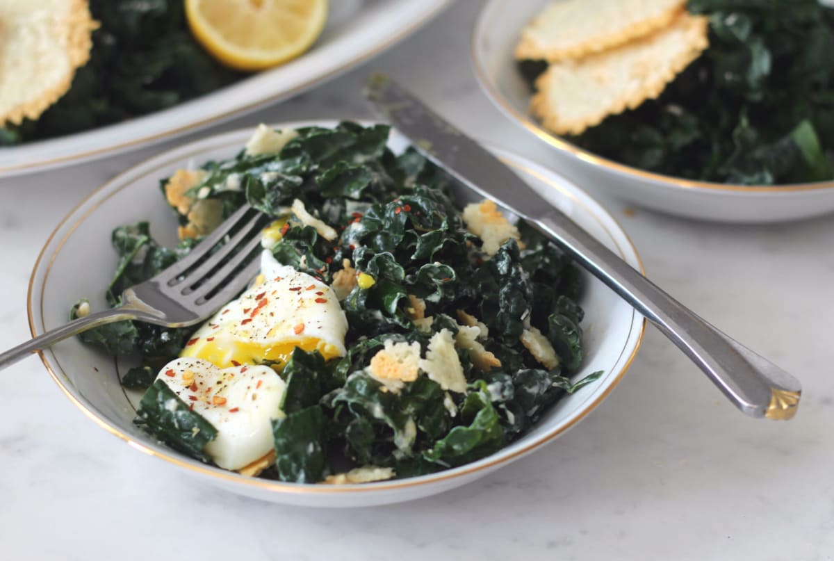 Kale Salad With Greek Yogurt Caesar Dressing