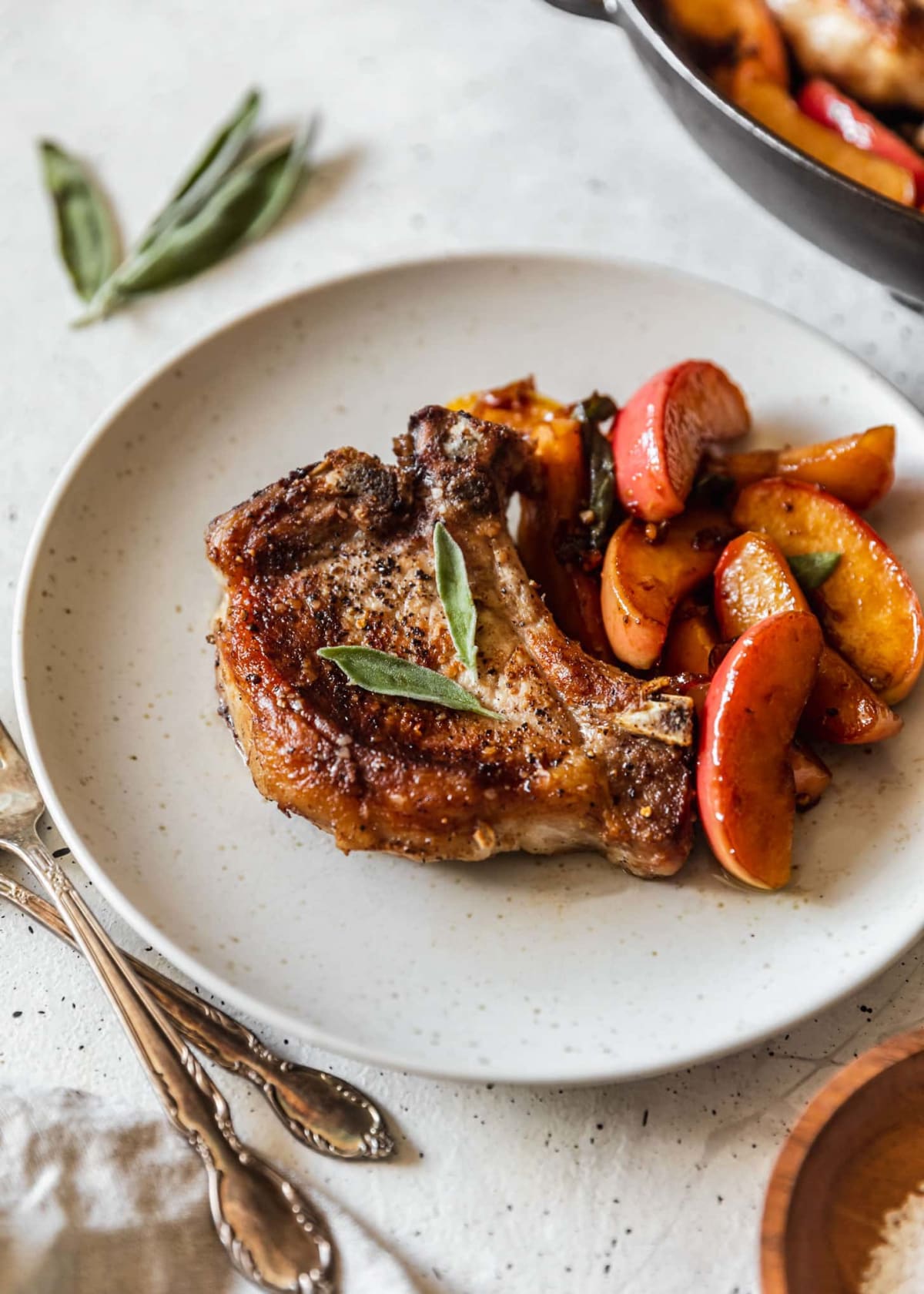 Apple Pork Chops With Bourbon & Sage