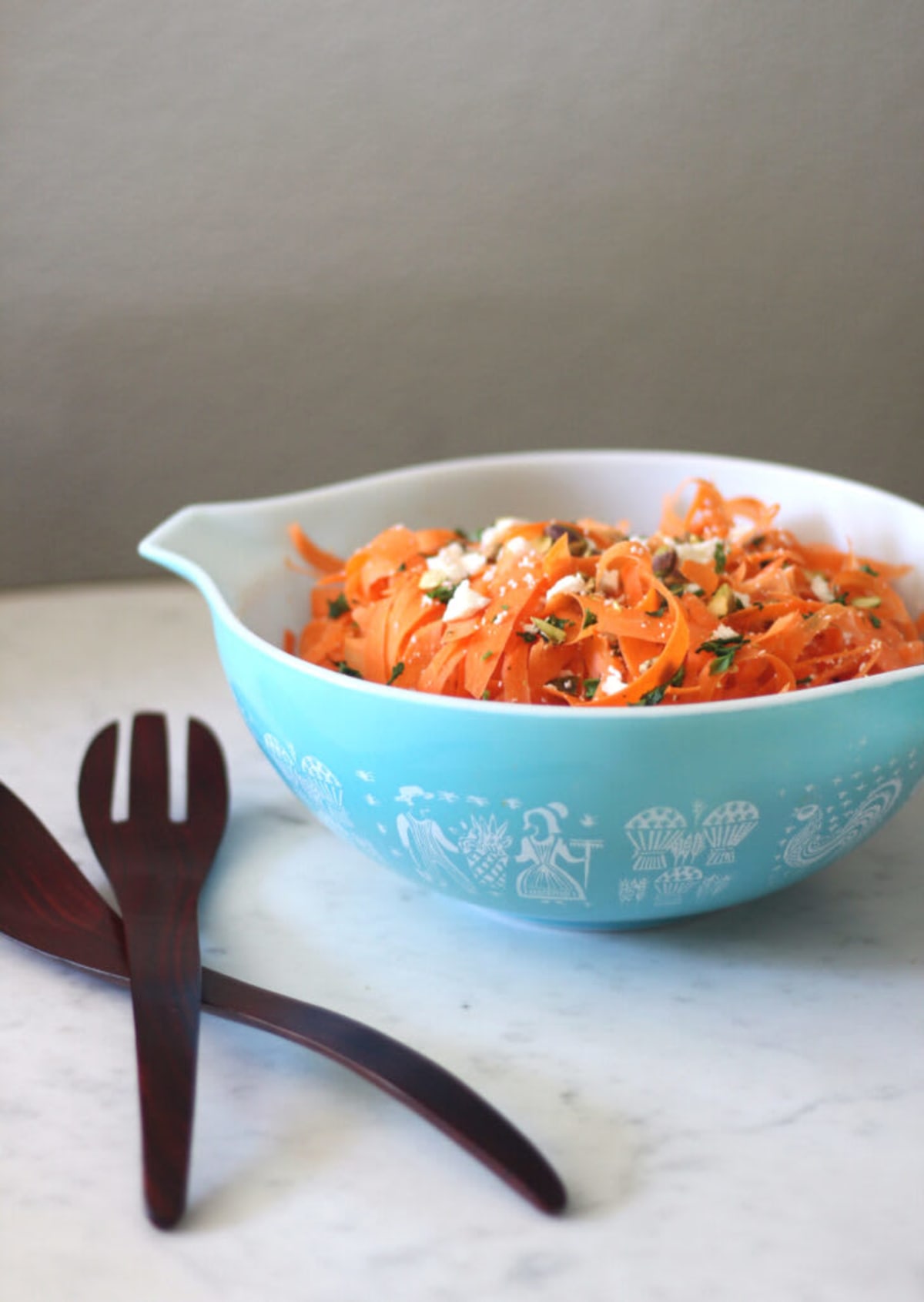 Carrot Salad With Pistachios + Queso Fresco + Shallot Dressing