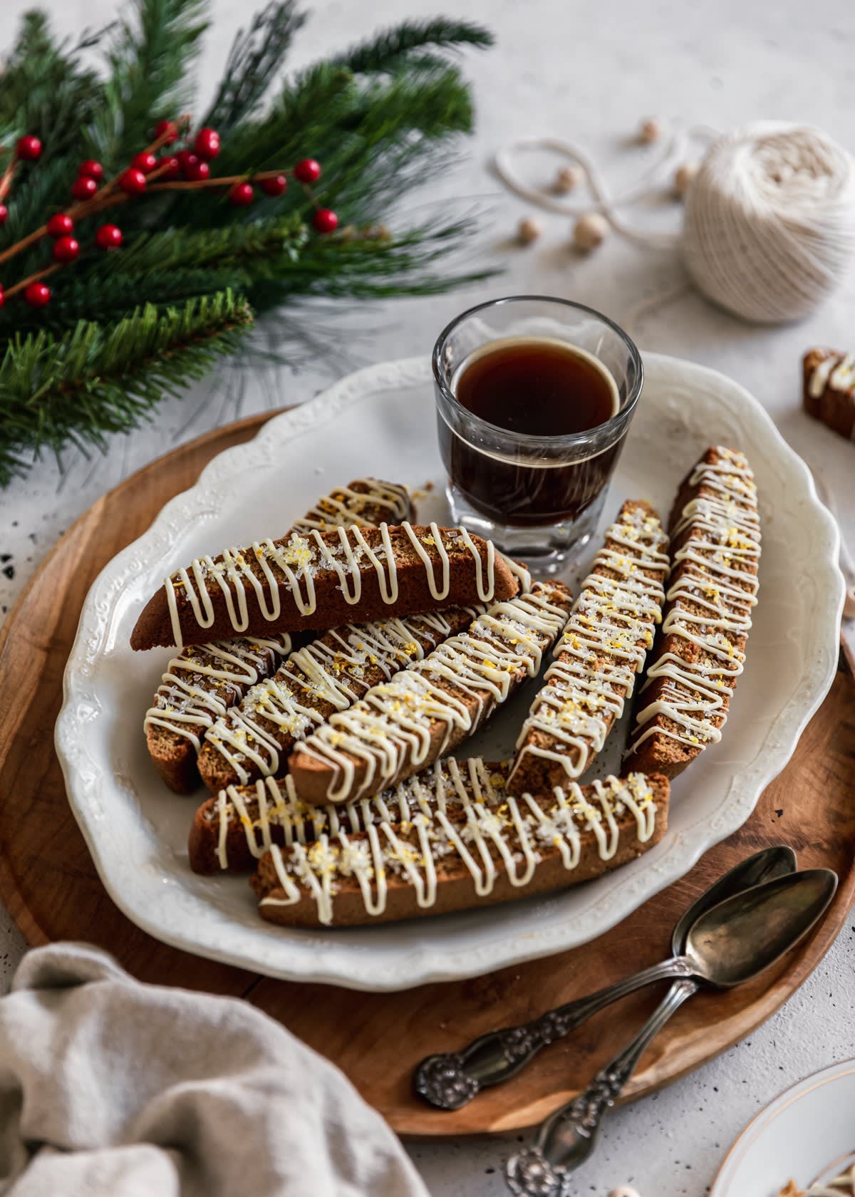Gingerbread Biscotti With White Chocolate & Lemon