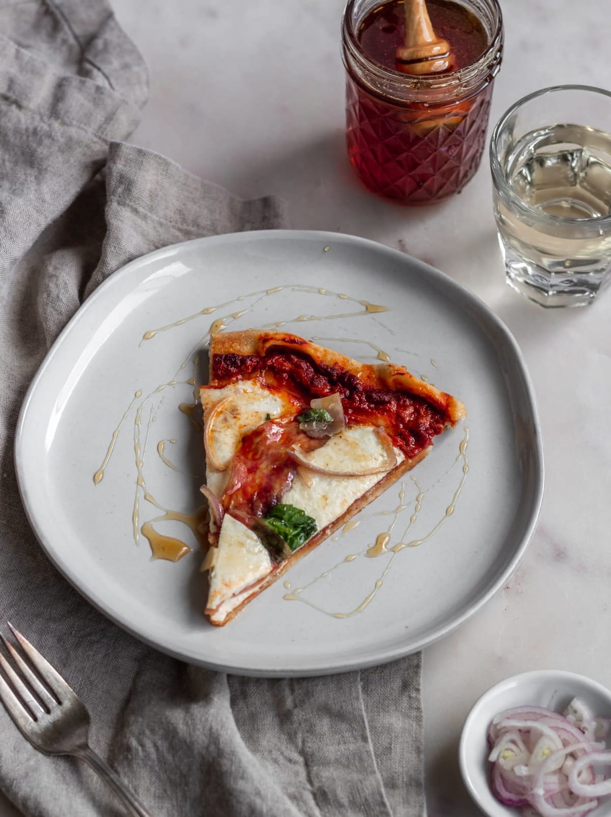 Pizza With Soppressata, Basil, & Hot Honey