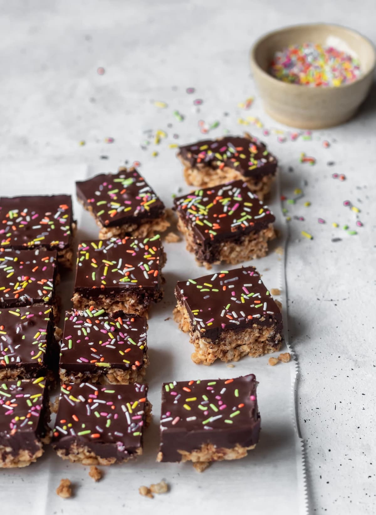 Crispy Chocolate Peanut Butter Bars [Vegan, Healthy, + No-Bake!]