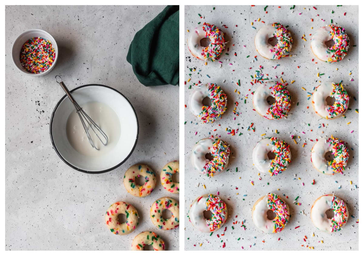 Birthday Cake Donuts With Vanilla Glaze