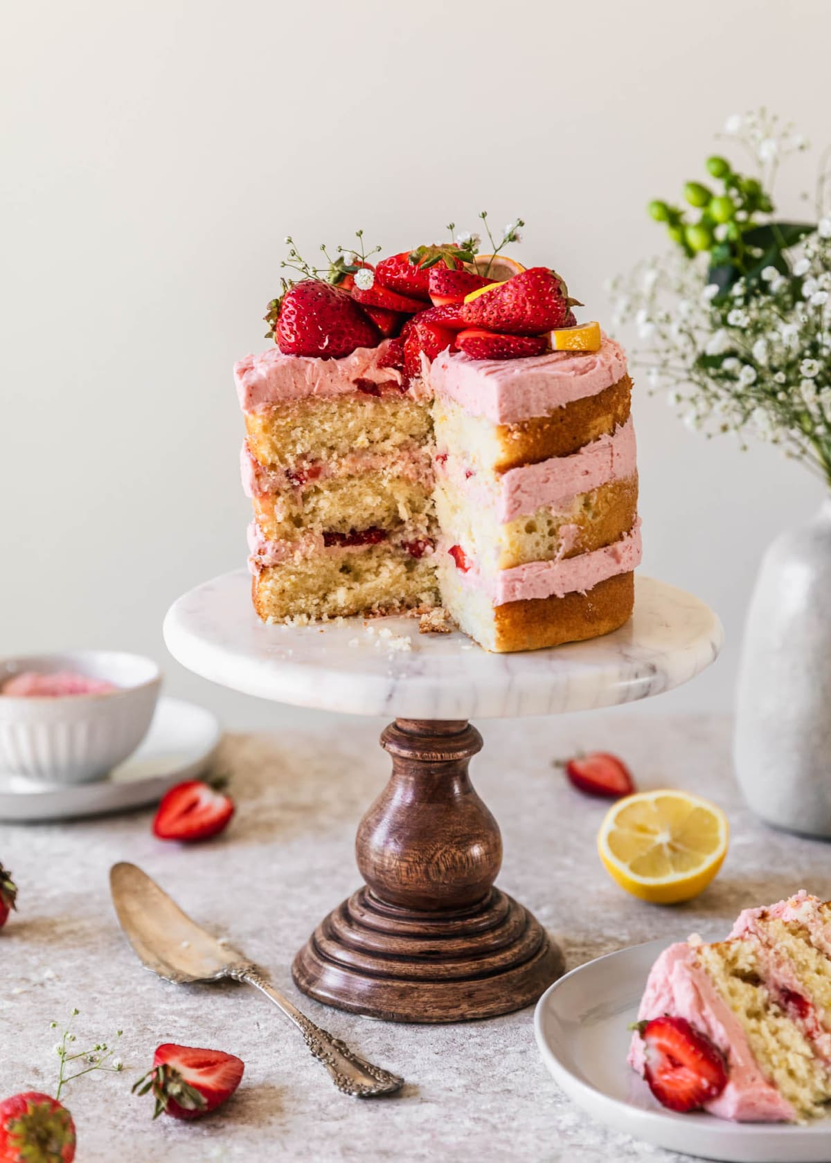 Ricotta Strawberry Lemon Cake