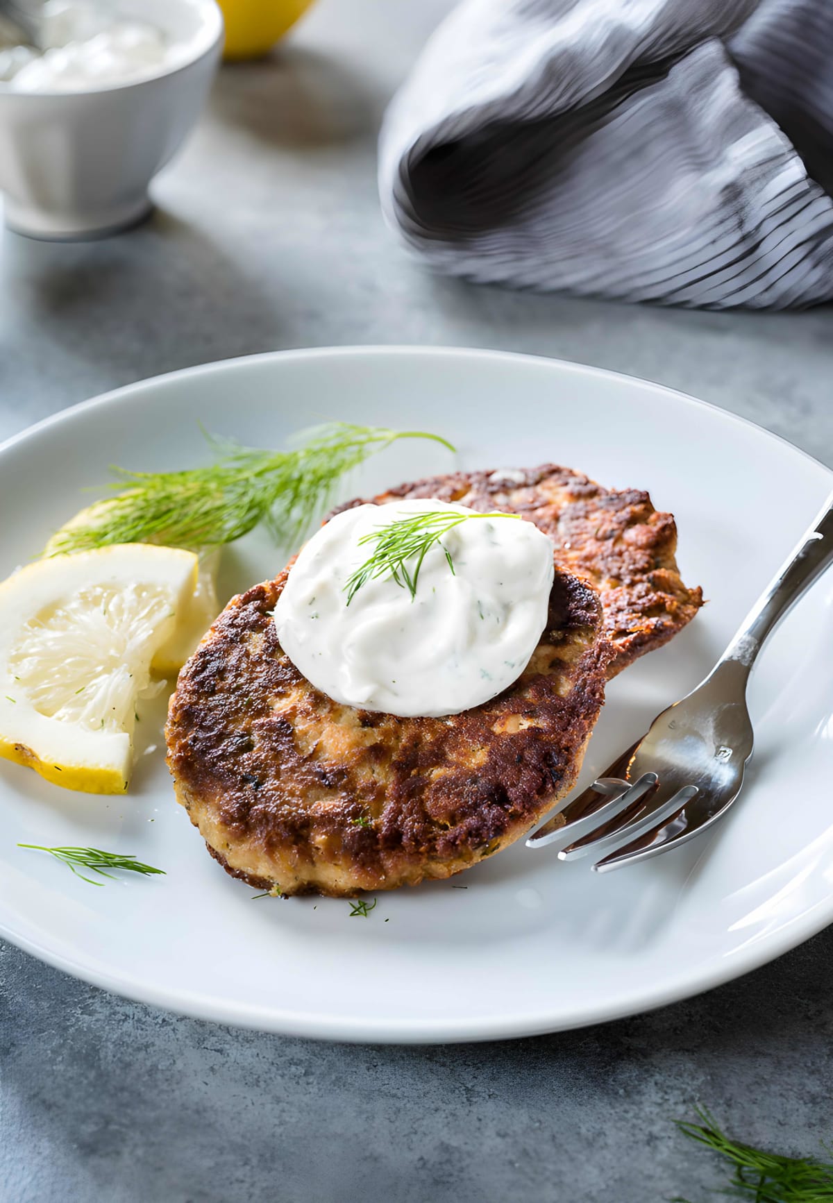 Crispy Salmon Patties with Lemon Dill Sauce
