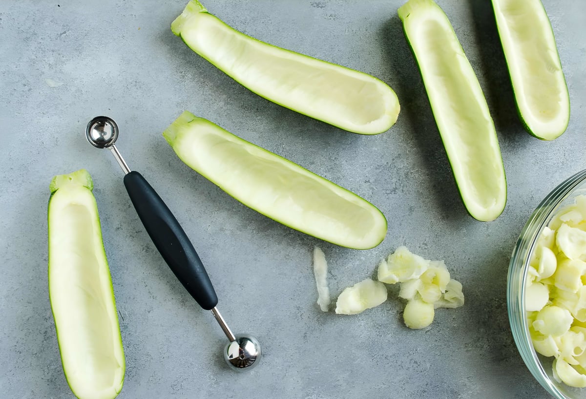 Chicken Parmesan Stuffed Zucchini Boats