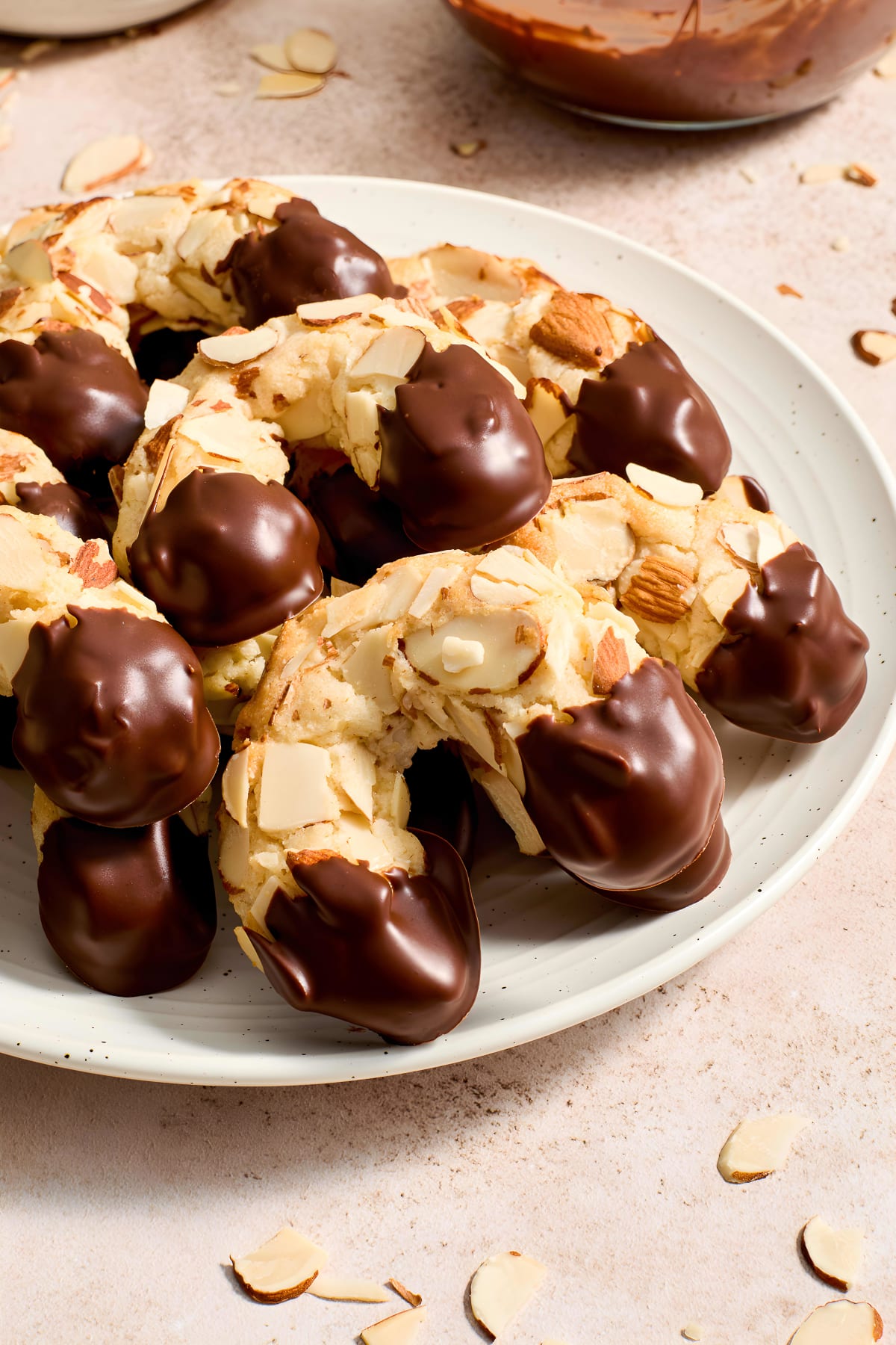 Chocolate Dipped Almond Horn Cookies