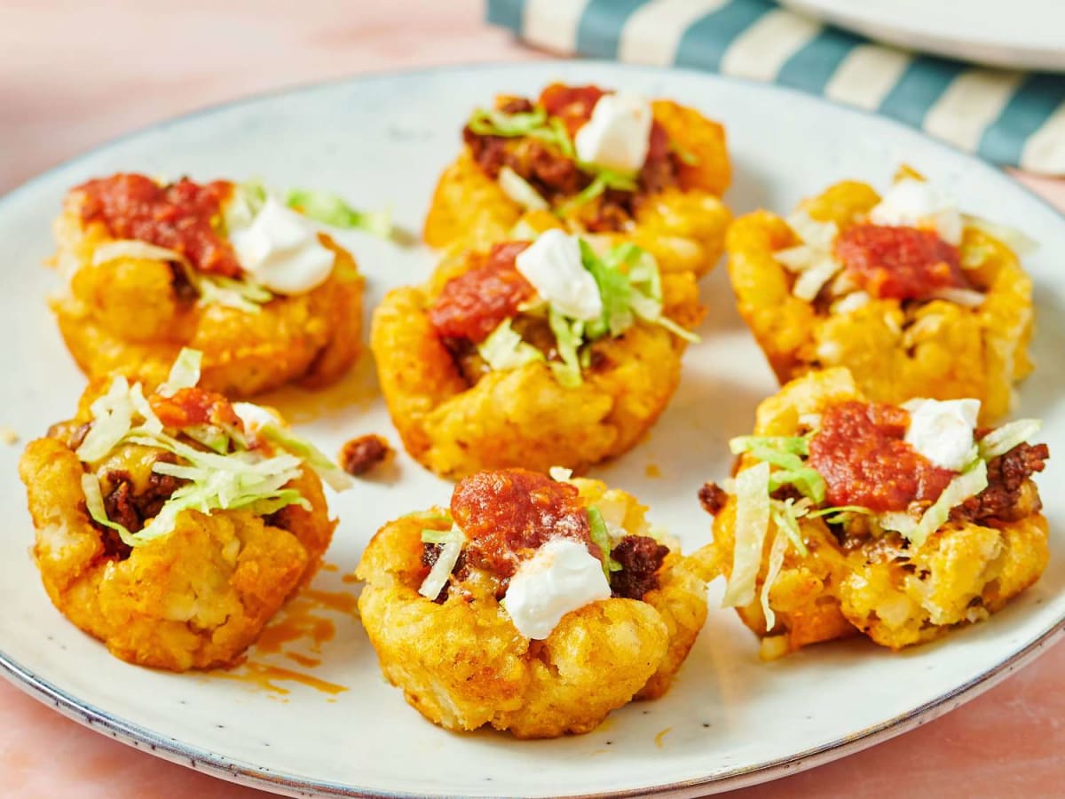 Loaded Tater Tot Taco Cups