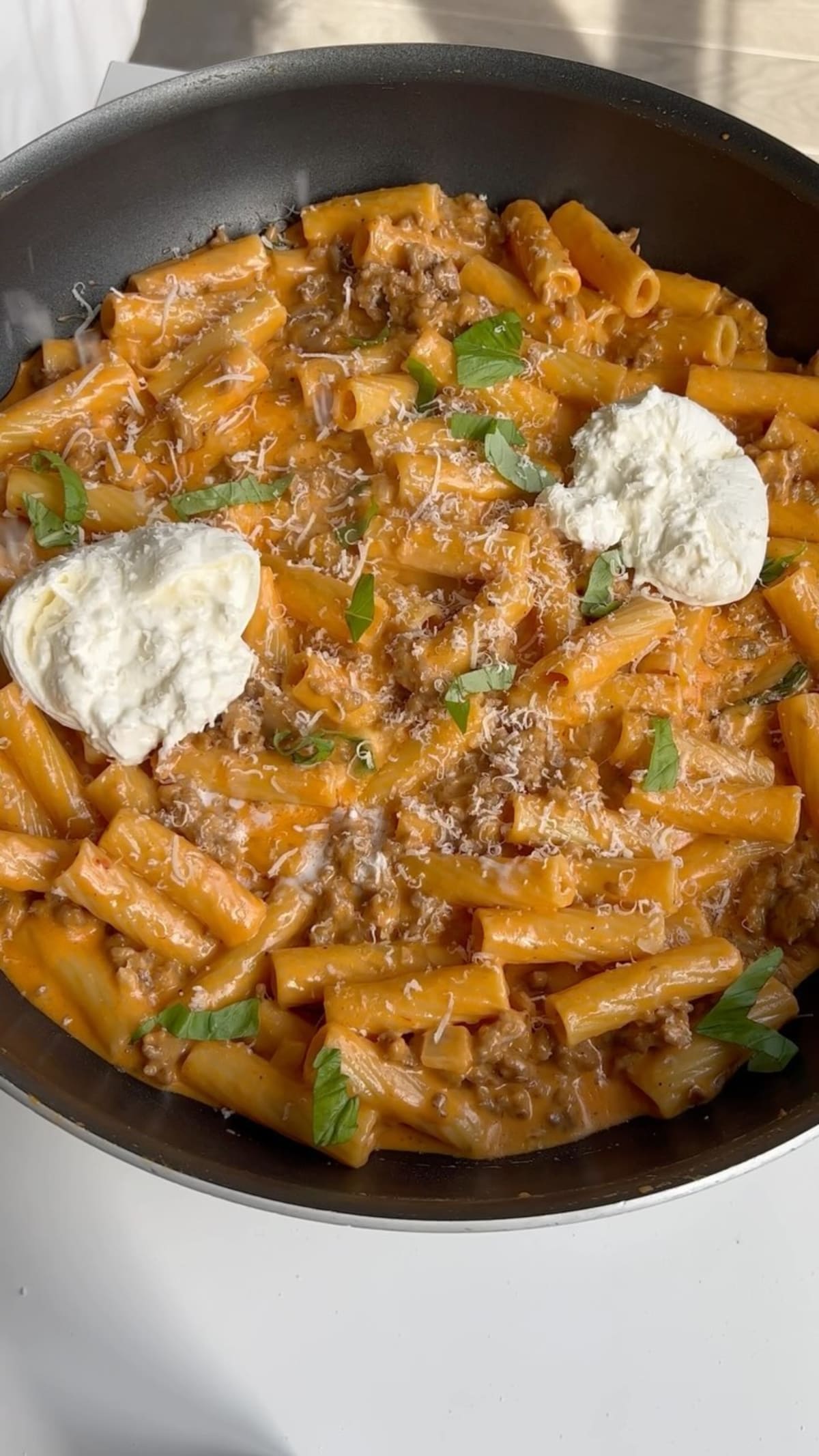 Creamy Sausage Pasta with Burrata