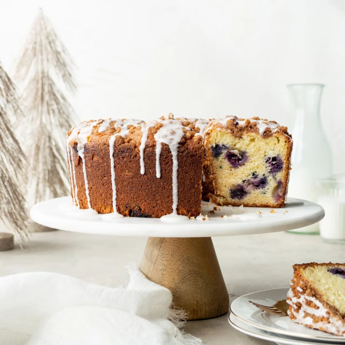 Blueberry Sour Cream Coffee Cake with Lemon Drizzle