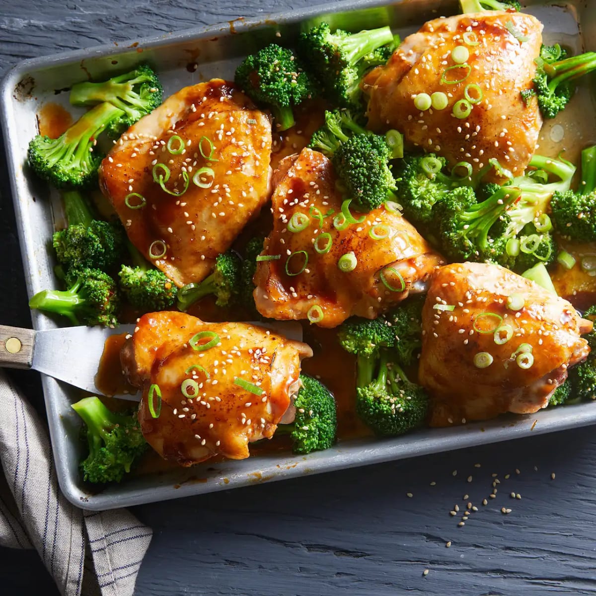 Sheet Pan Teriyaki Sesame Chicken and Broccoli