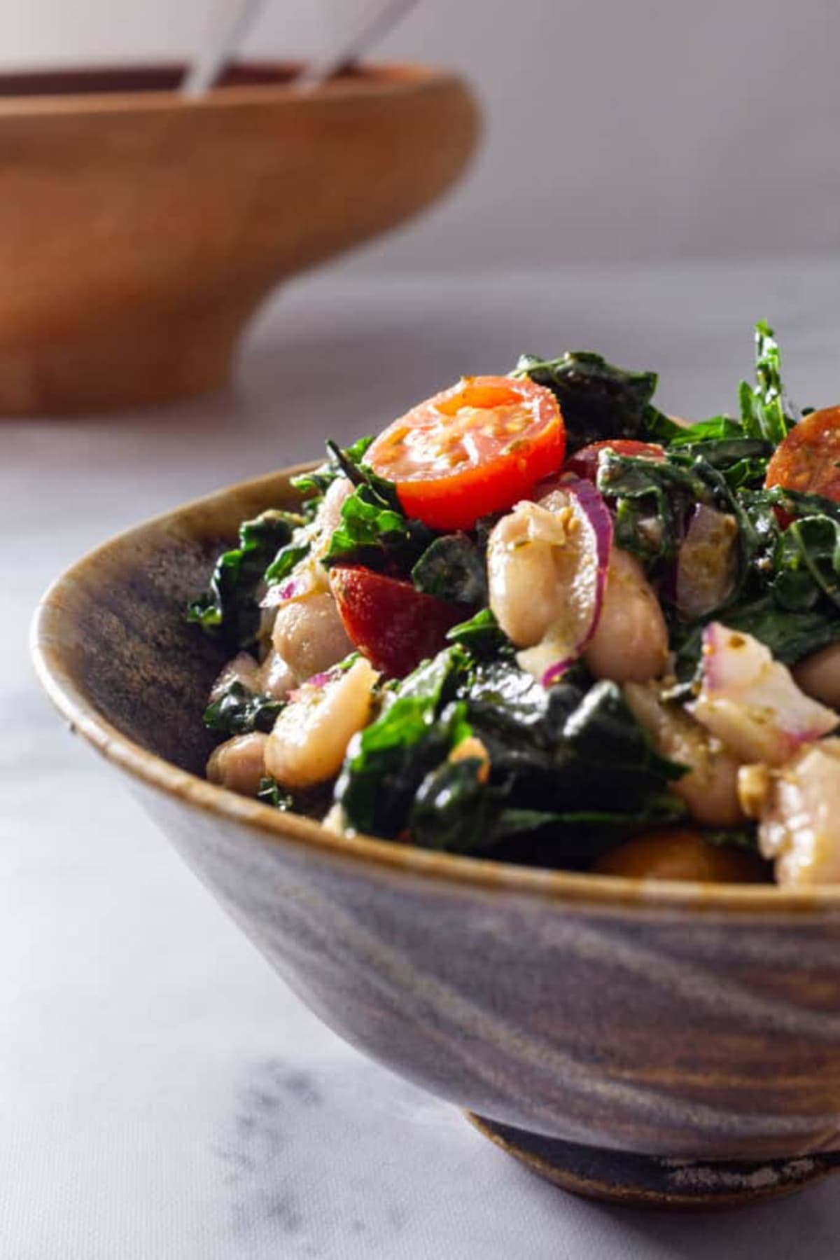 Kale and White Bean Salad with Pesto Dressing