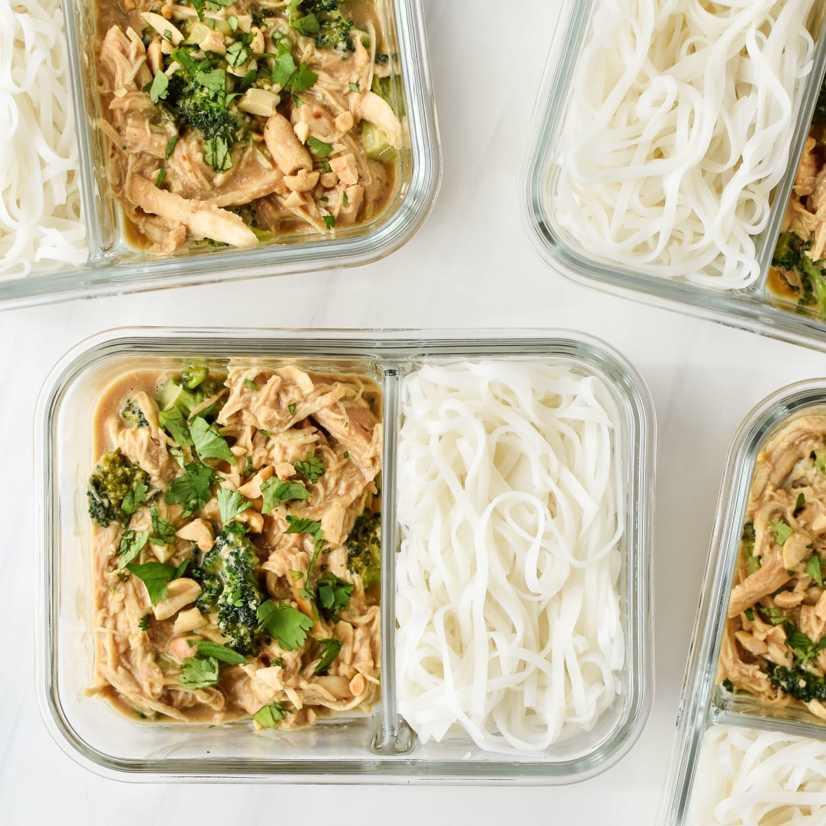 Slow Cooker Peanut Chicken Noodles Meal Prep