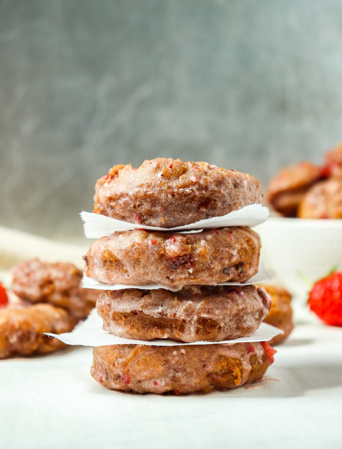 Strawberry Sour Cream Doughnuts