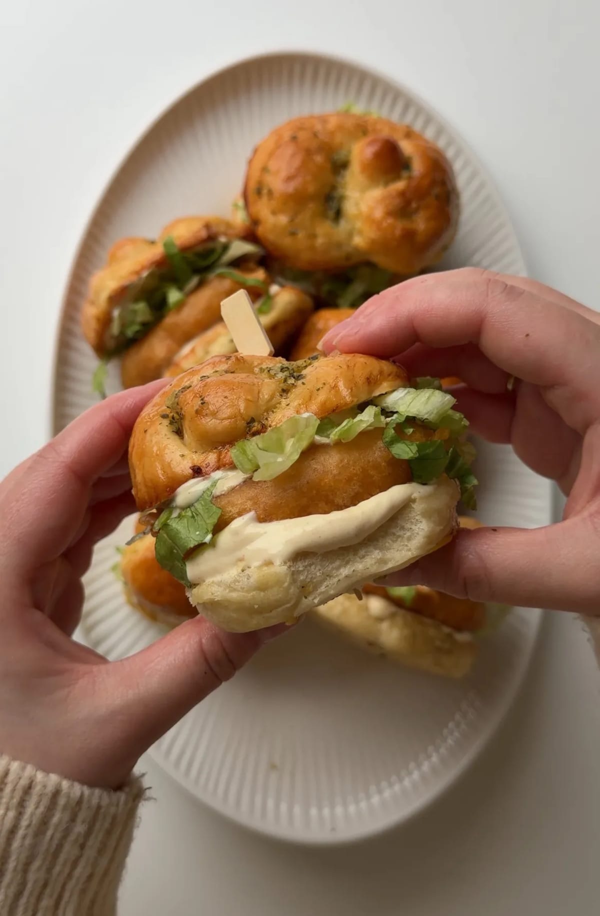 Garlic Knot McChicken Sliders