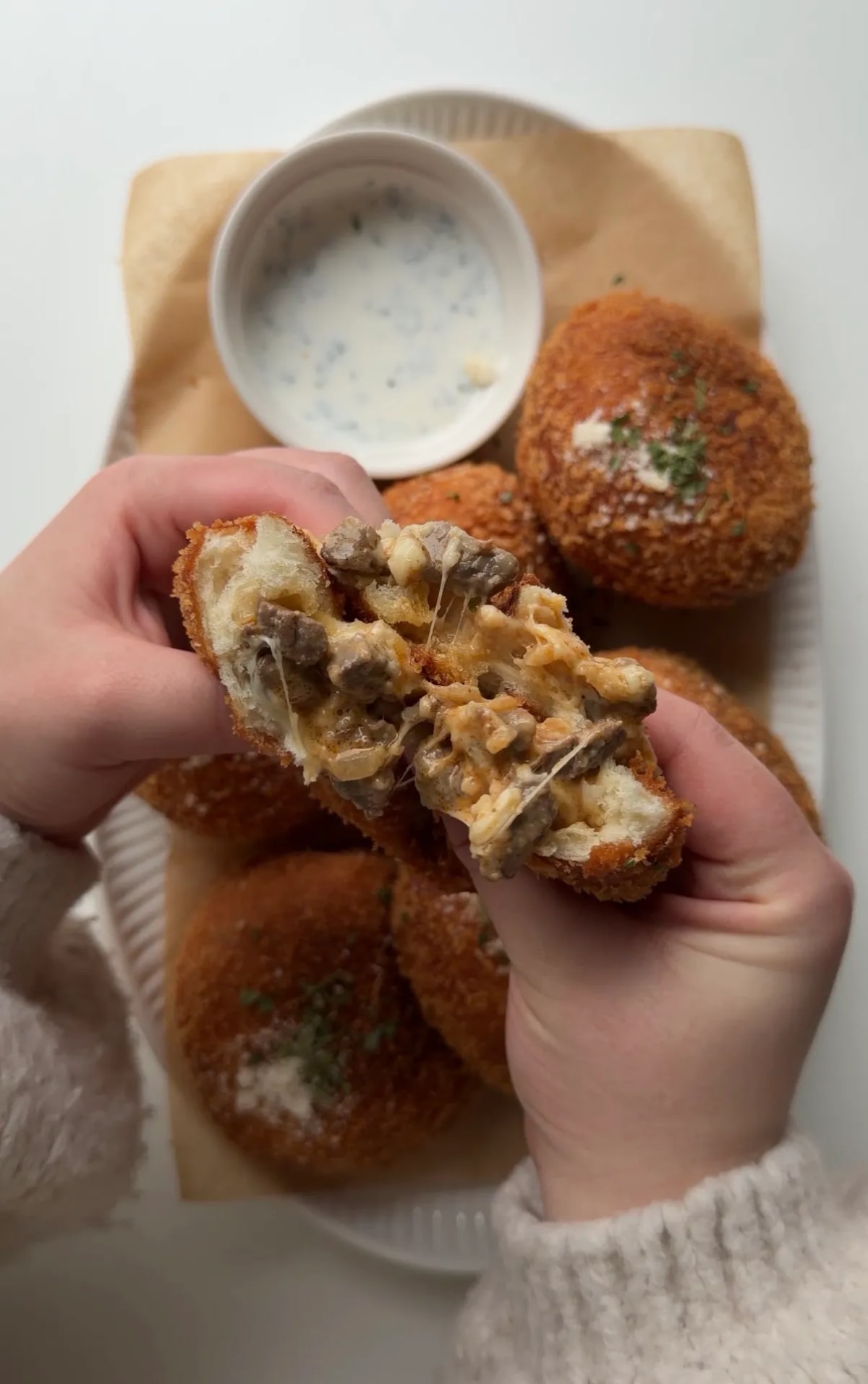 Garlic Parmesan Steak Croquette Bread