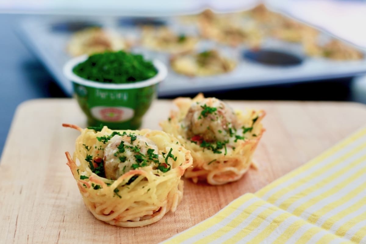 Spaghetti and Meatball Muffins