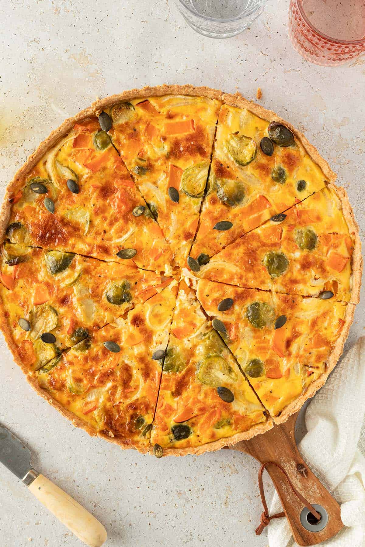 Quiche with Pumpkin and Brussels Sprouts