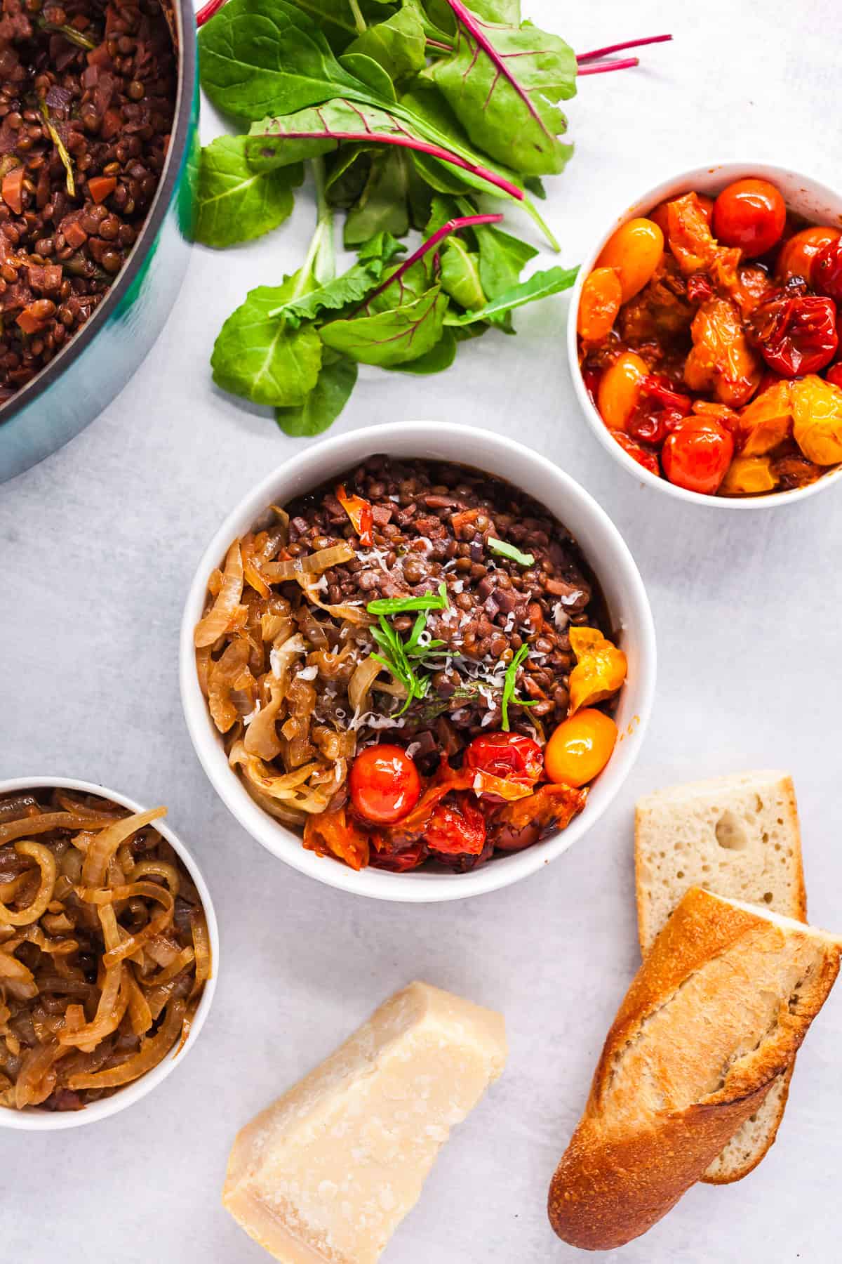 French Lentils Braised in Red Wine and Caramelized Onions