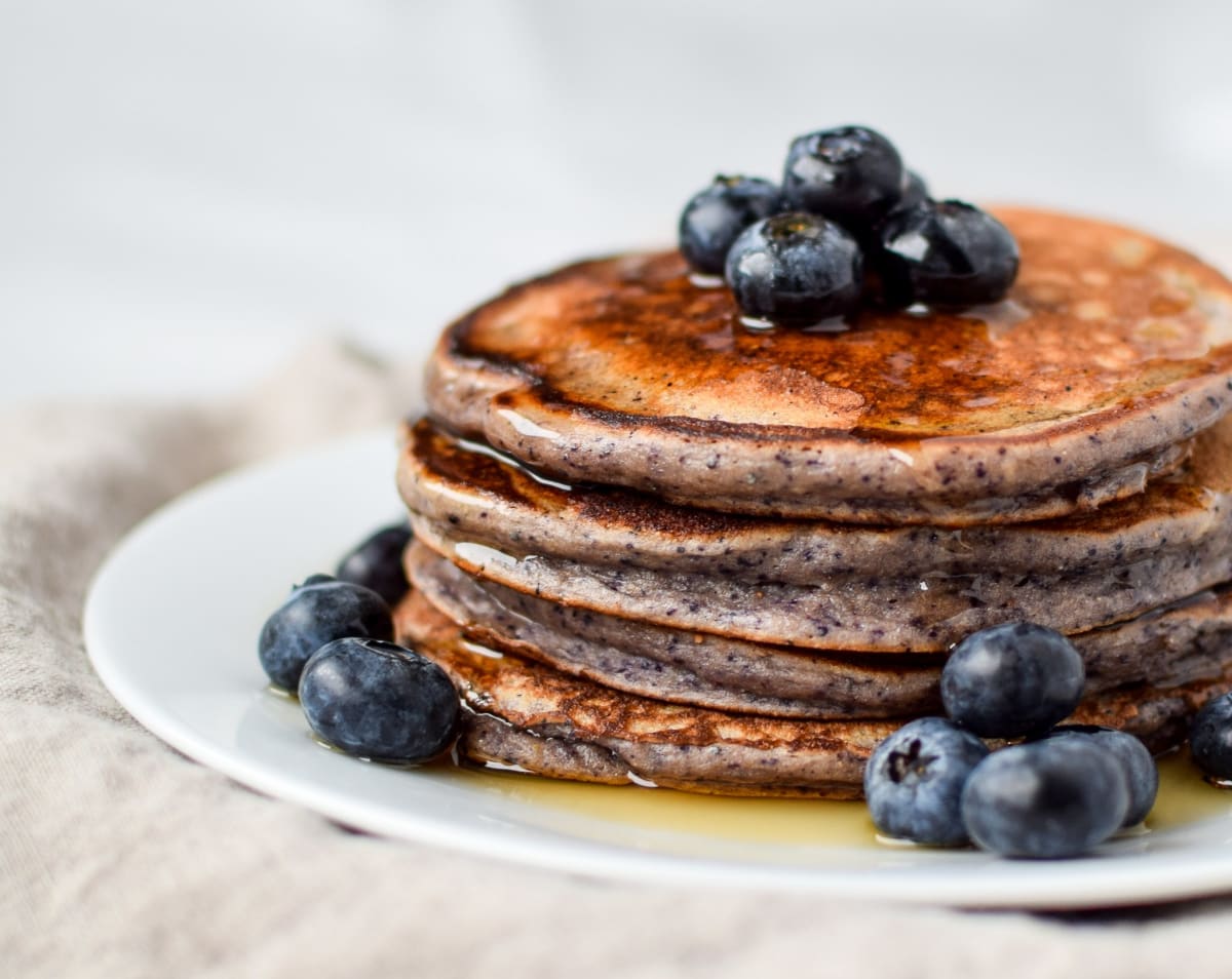 Lemon Poppy Seed Blueberry Protein Pancakes