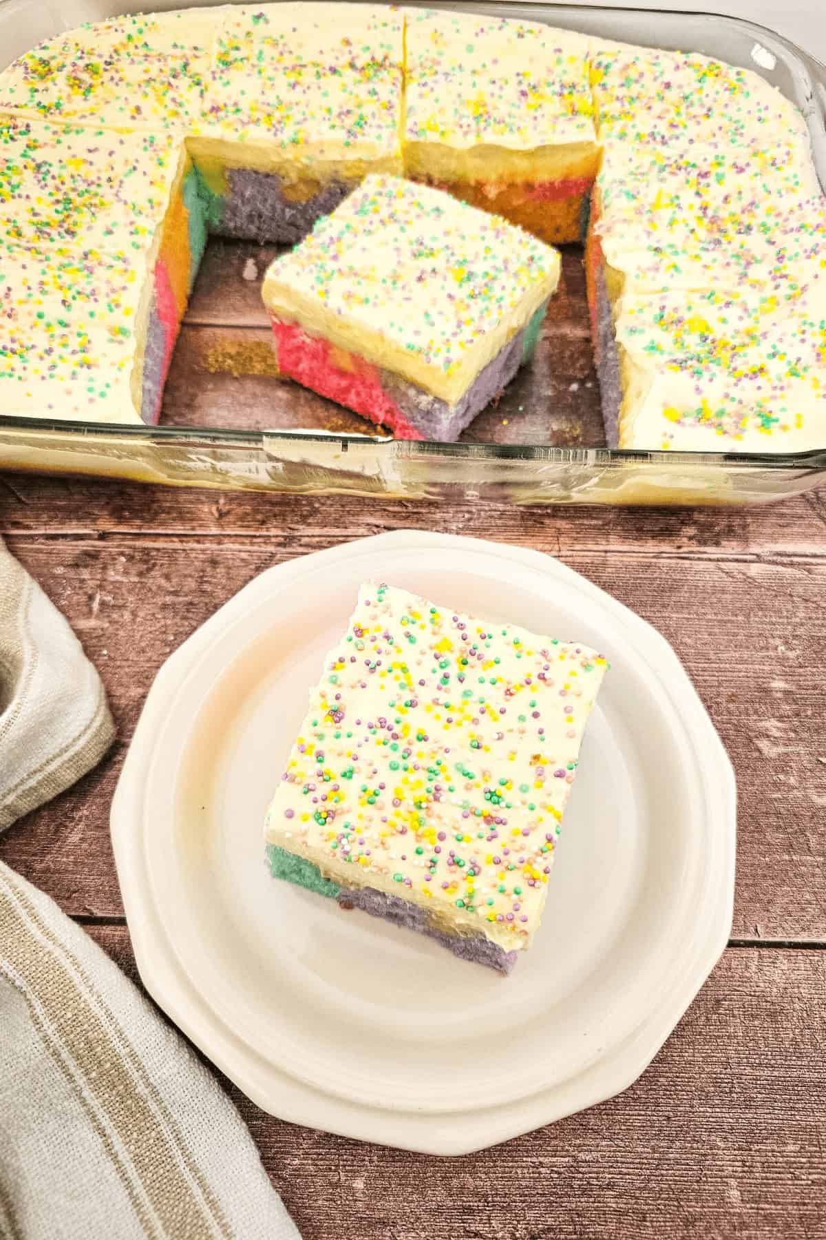Rainbow Pudding Poke Cake