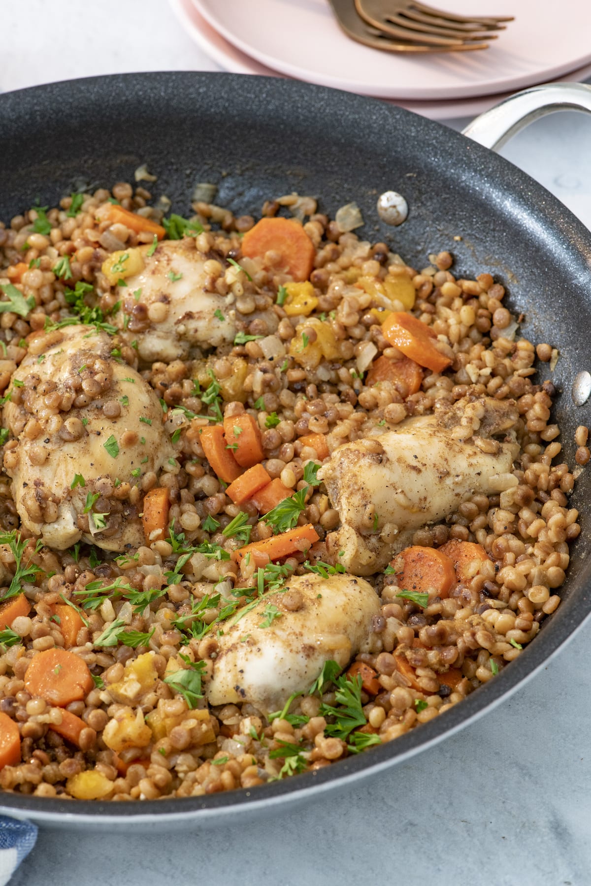 One Pot Spiced Chicken with Toasted Couscous