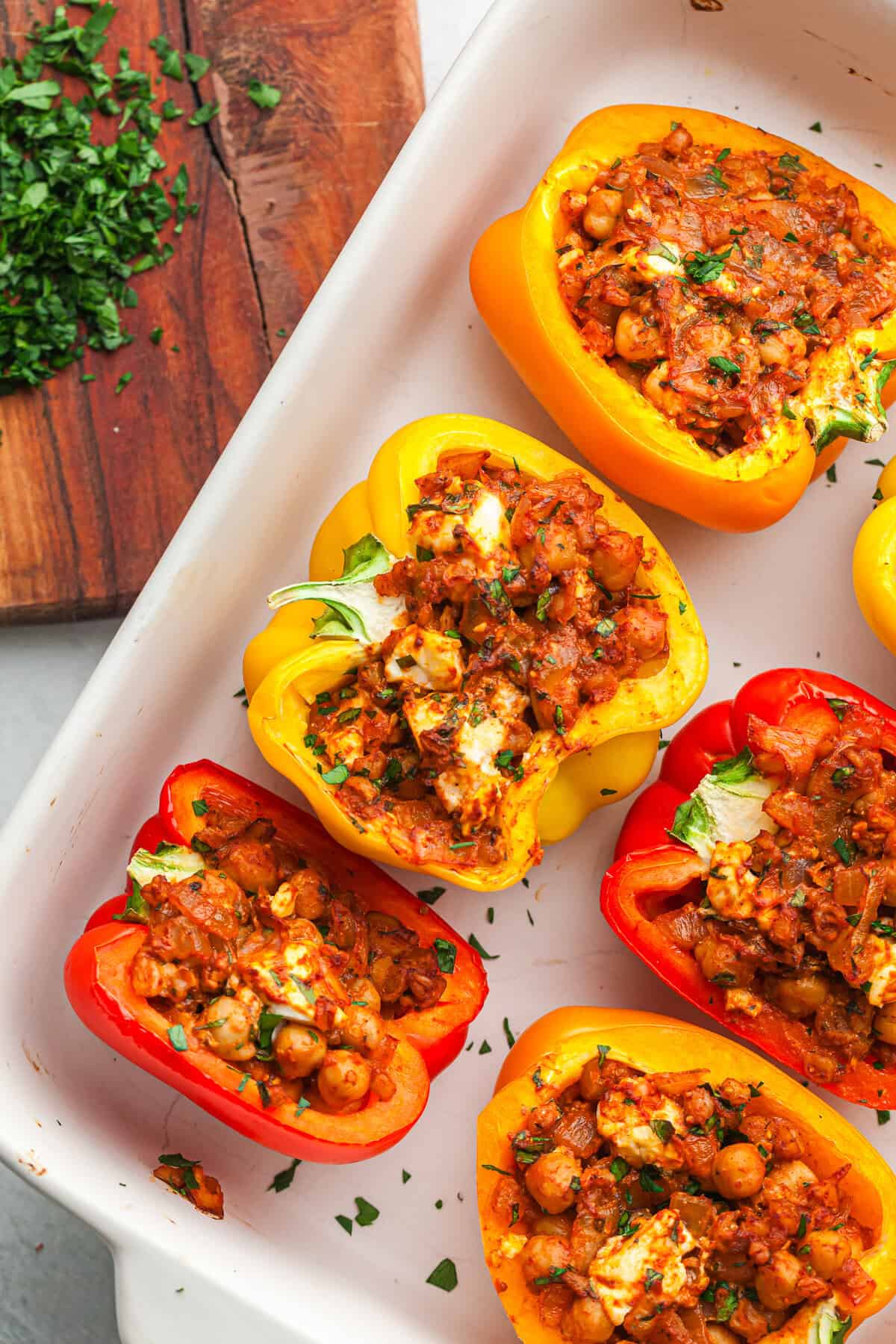 Harissa Chickpea Stuffed Peppers