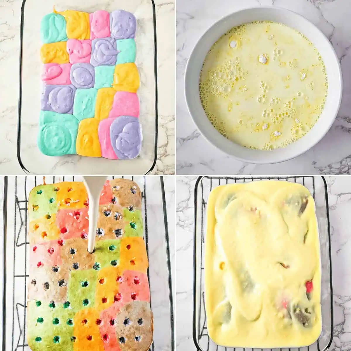 Rainbow Pudding Poke Cake