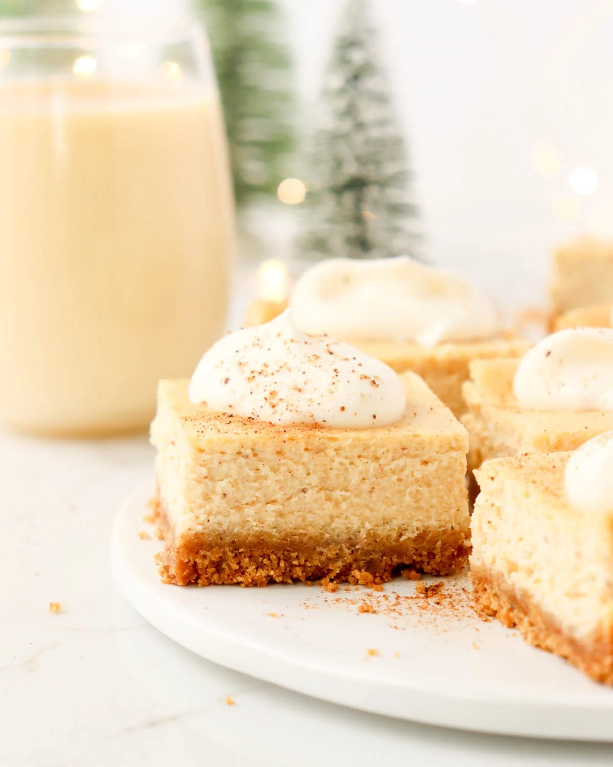 Baked Eggnog Cheesecake Bars