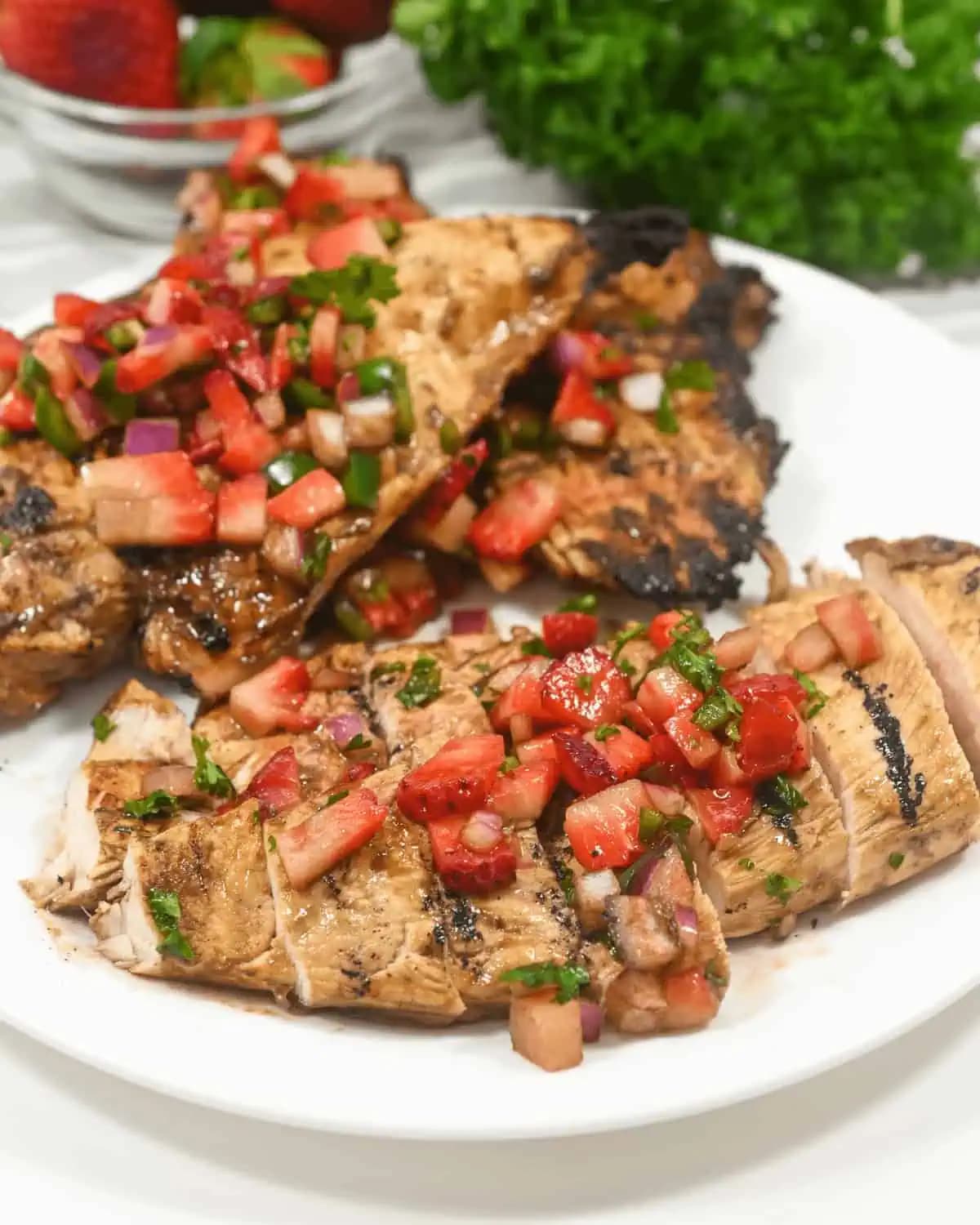 Grilled Balsamic Chicken with Strawberry Salsa