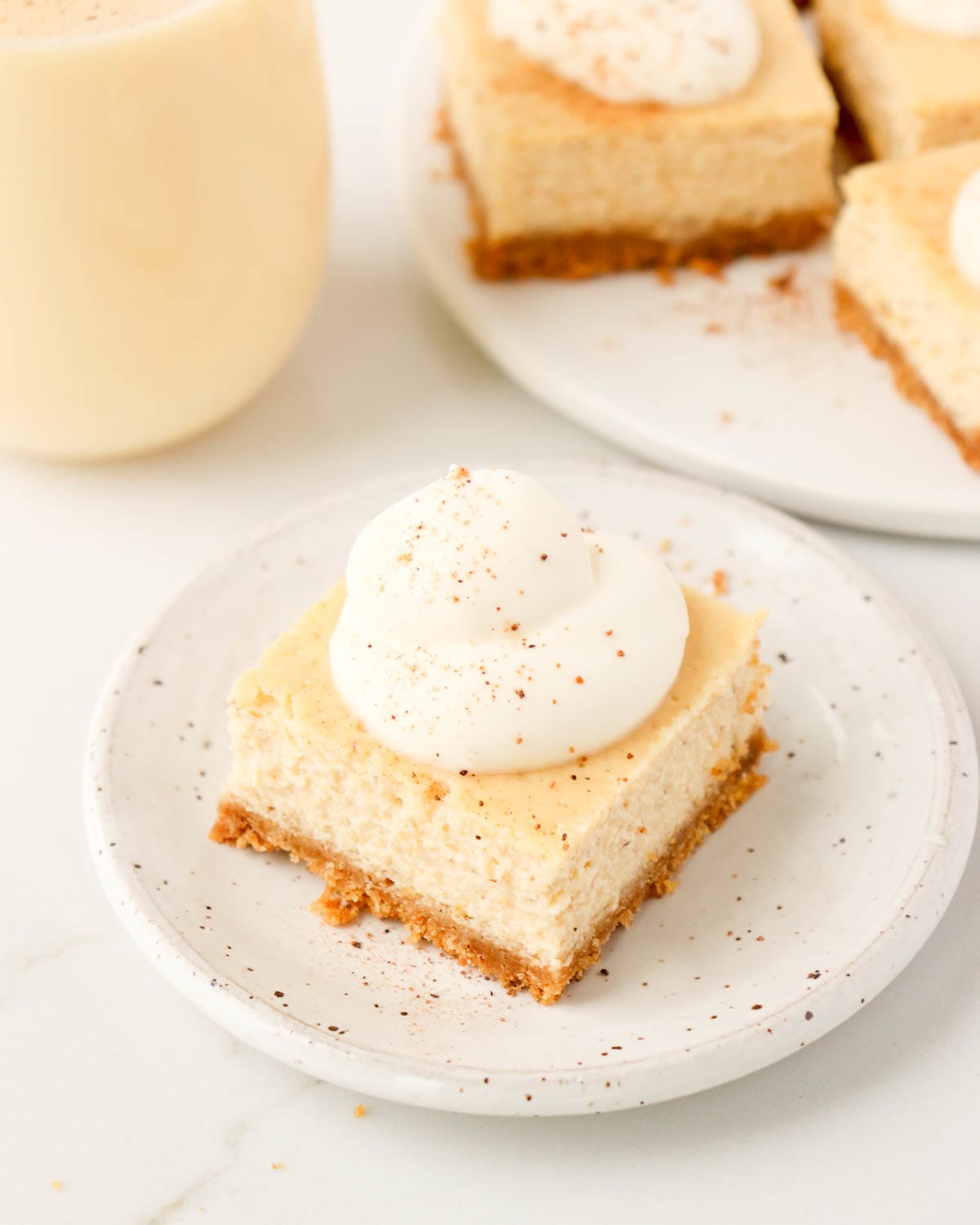 Baked Eggnog Cheesecake Bars