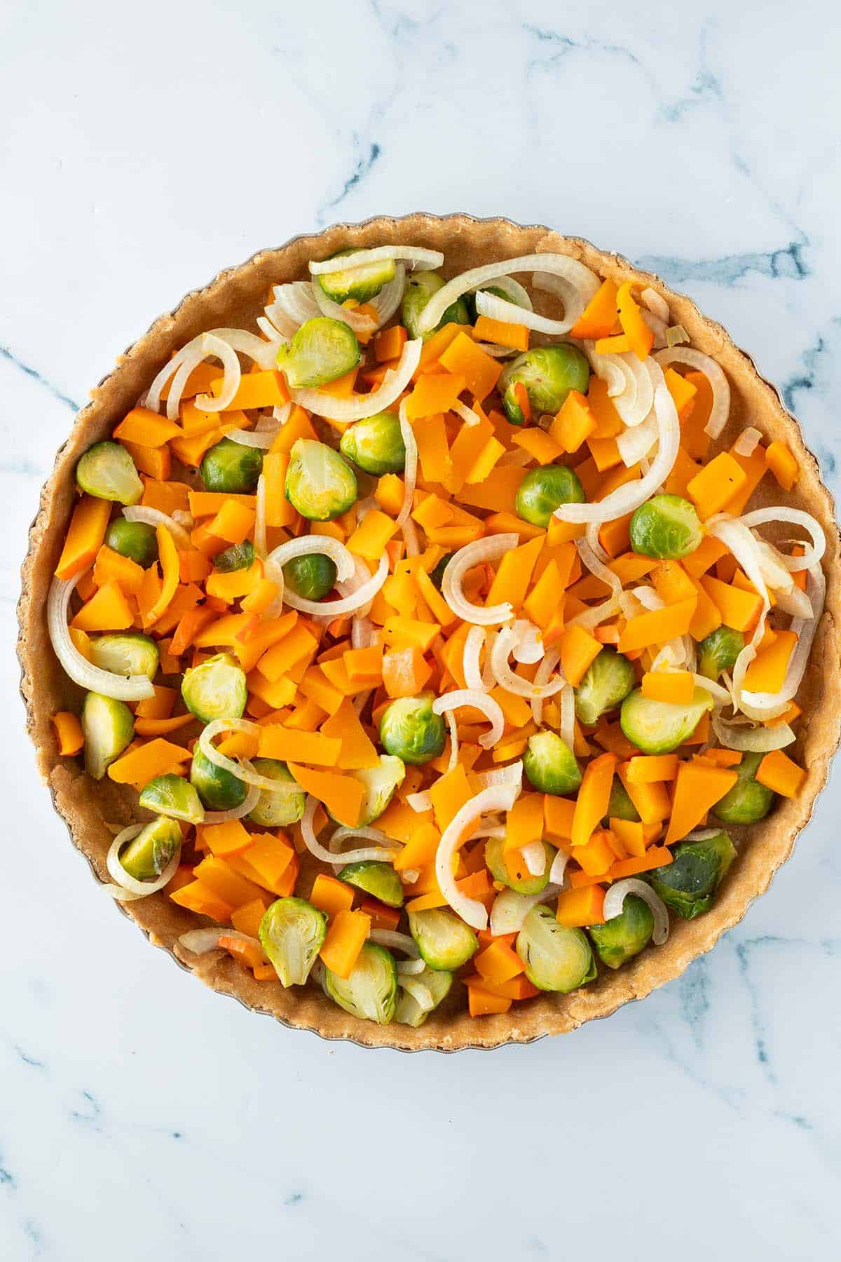 Quiche with Pumpkin and Brussels Sprouts