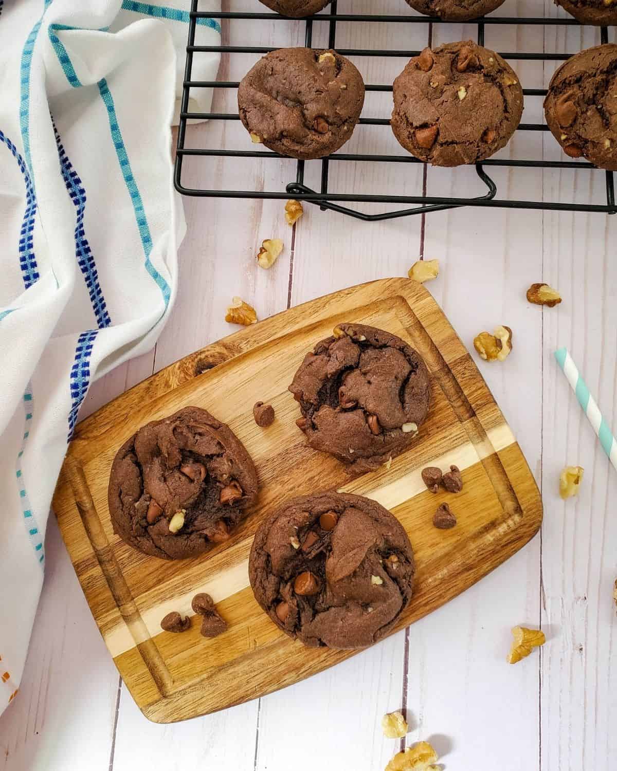 Double Chocolate Chip and Walnut Cookies