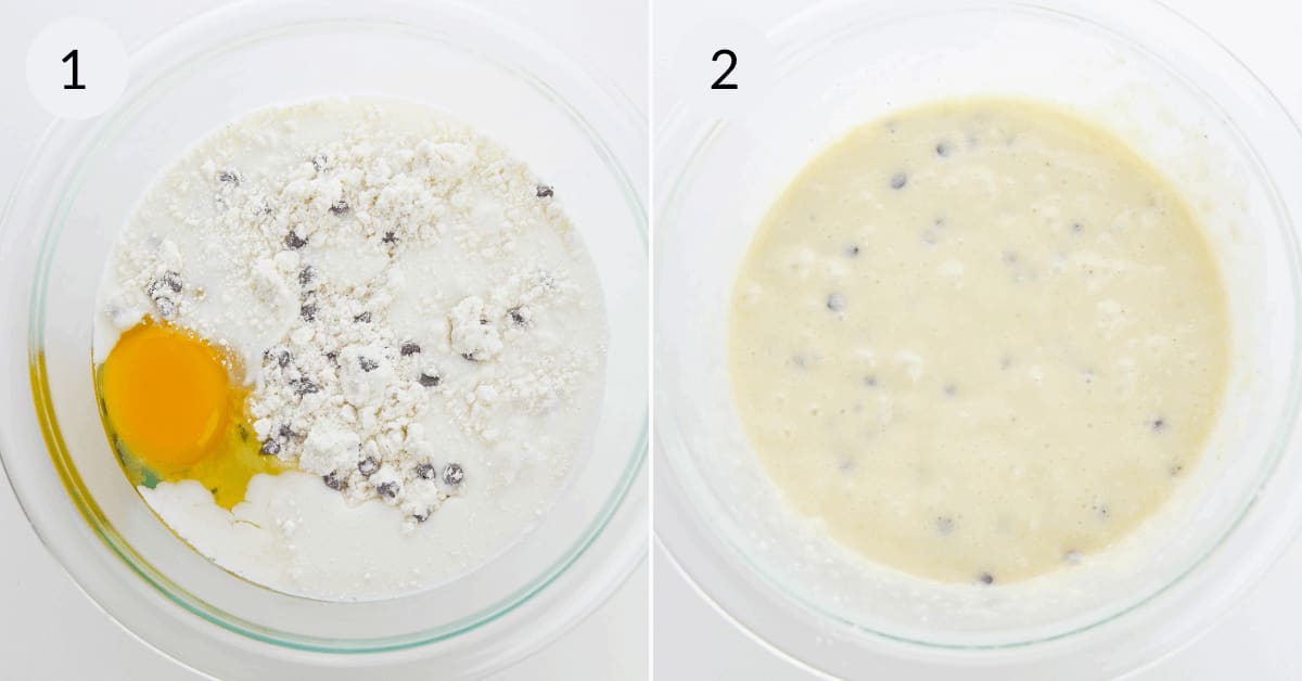 Chocolate Chip Cake Mix Pancakes