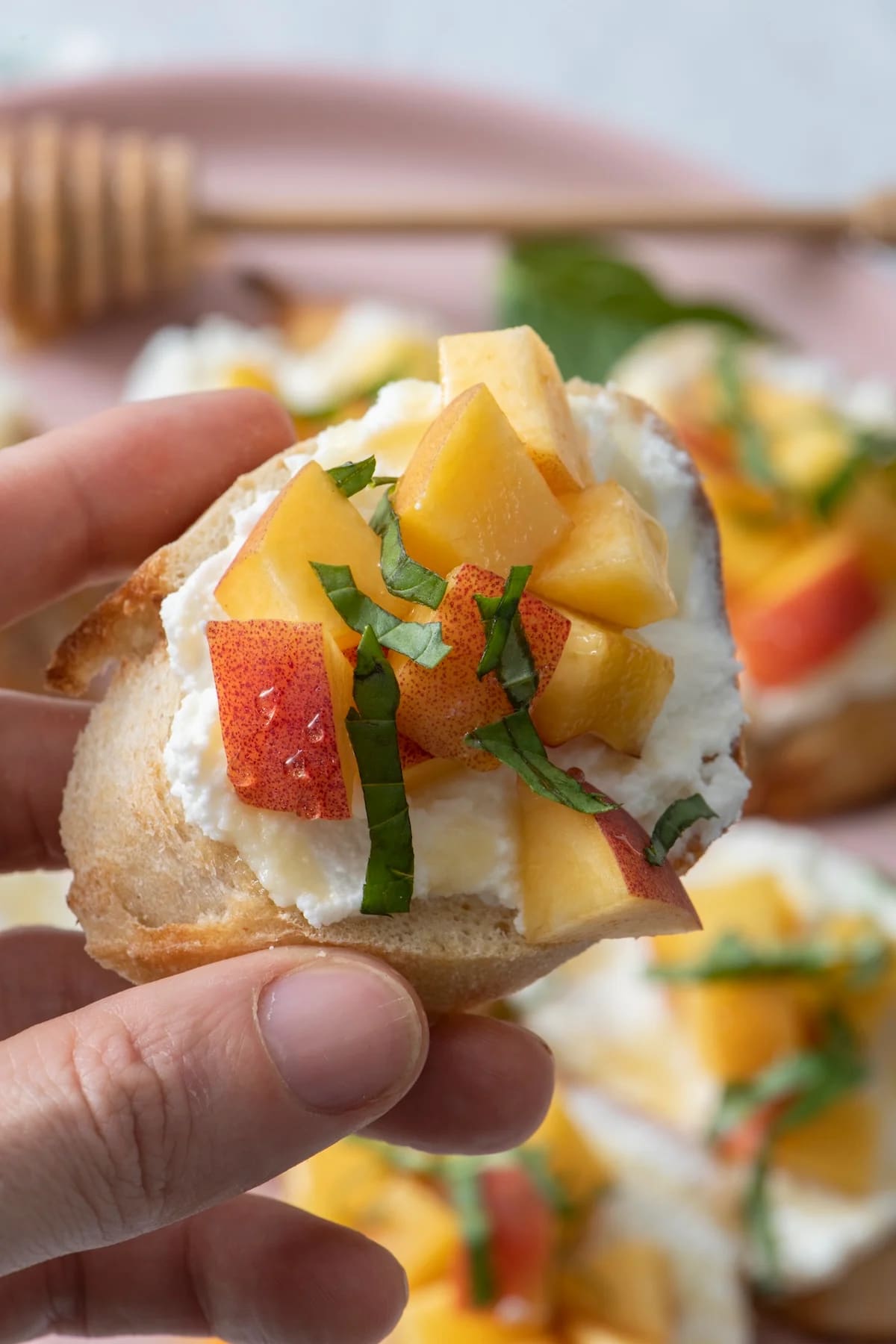 Peach and Ricotta Crostini