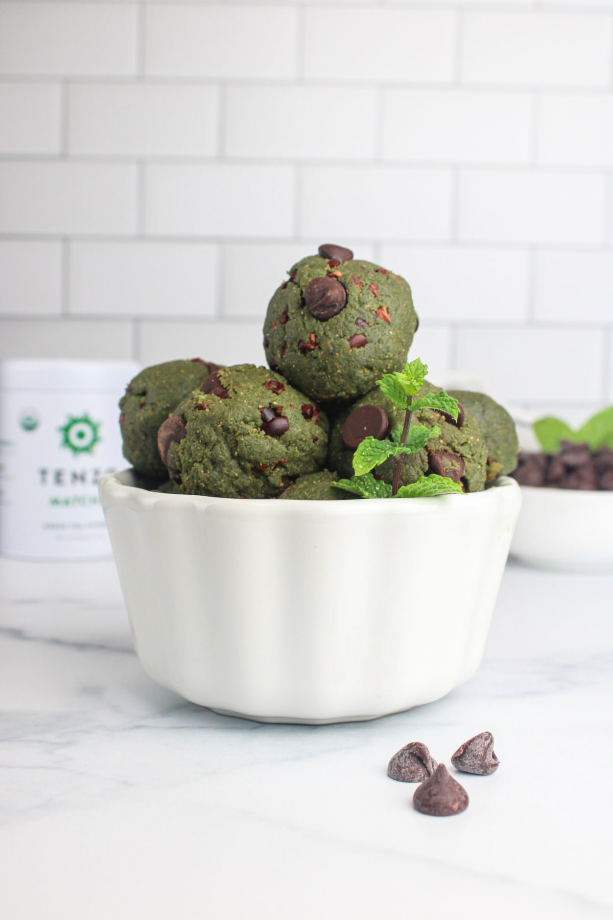 Matcha Mint Chocolate Chip Energy Bites