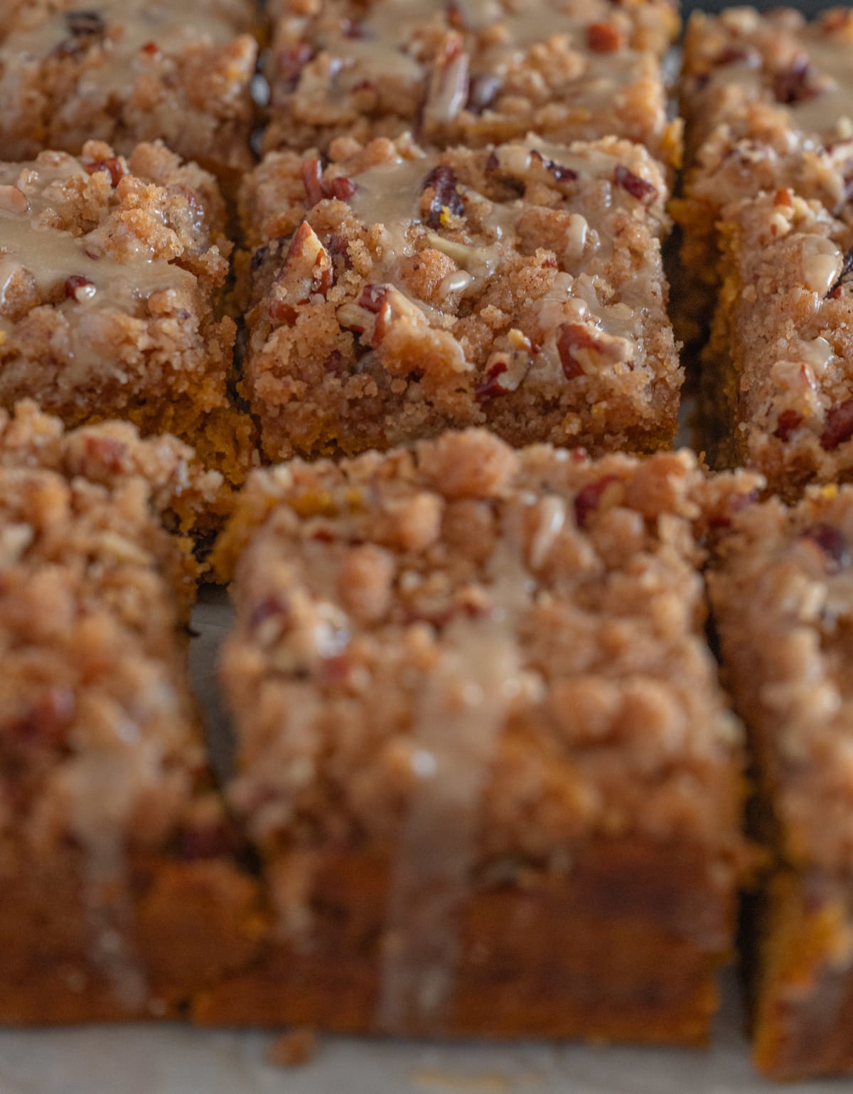 Pumpkin Pecan Coffee Cake with Brown Butter Streusel and Maple Icing