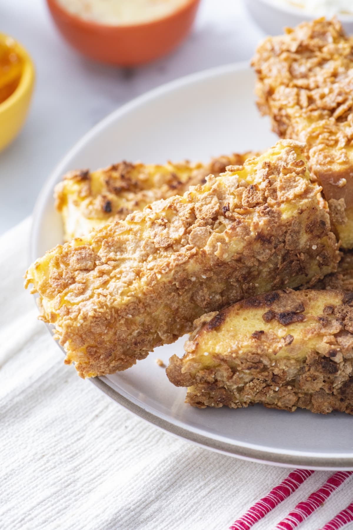 Crispy Orange Stuffed French Toast Sticks