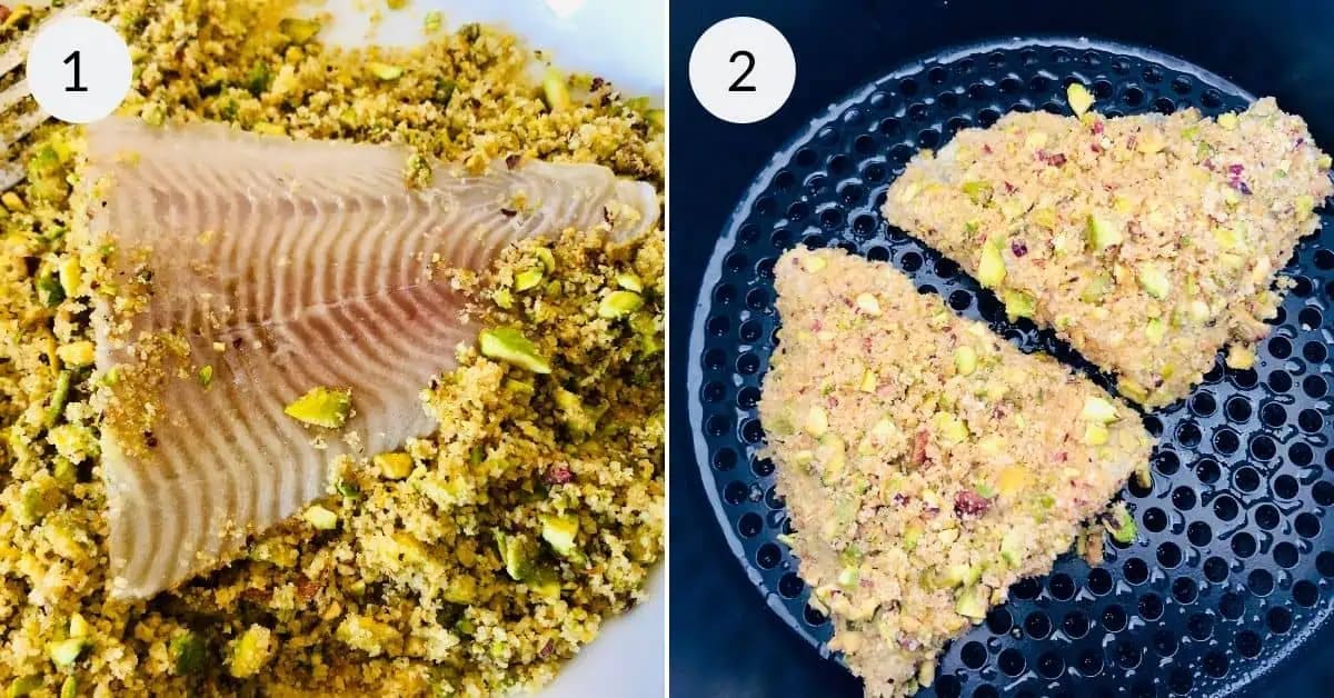 Air Fryer Halibut with Pistachio Crust