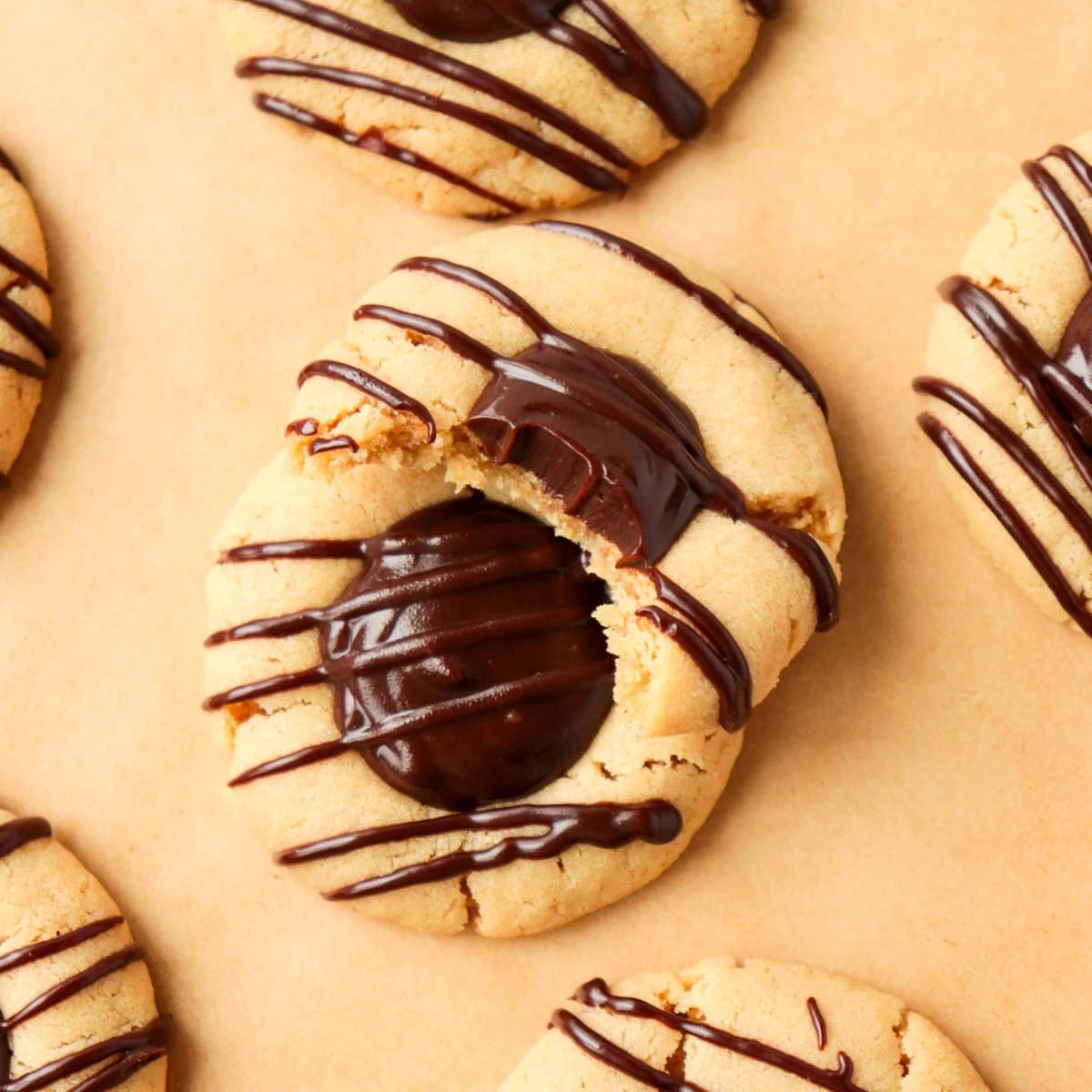 Chocolate Peanut Butter Thumbprint Cookies