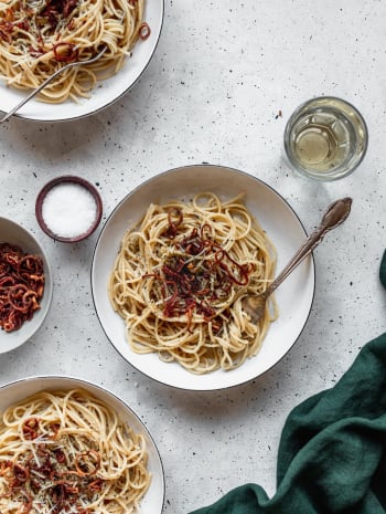 Cacio E Pepe With Fried Shallots