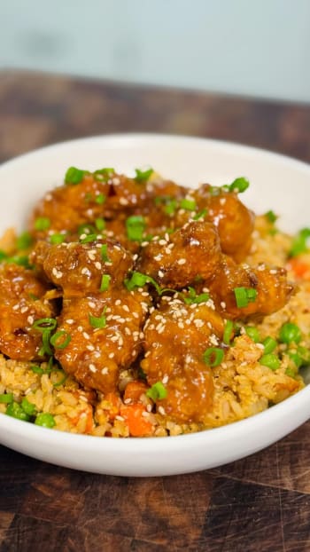 High Protein Crispy Orange Chicken Bowls