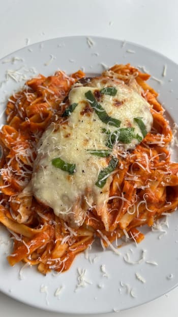 Chicken Parmesan Pasta with Hidden Veggies