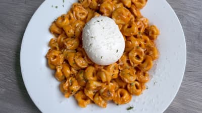 Copycat Carbone Pasta with Tortellini & Burrata